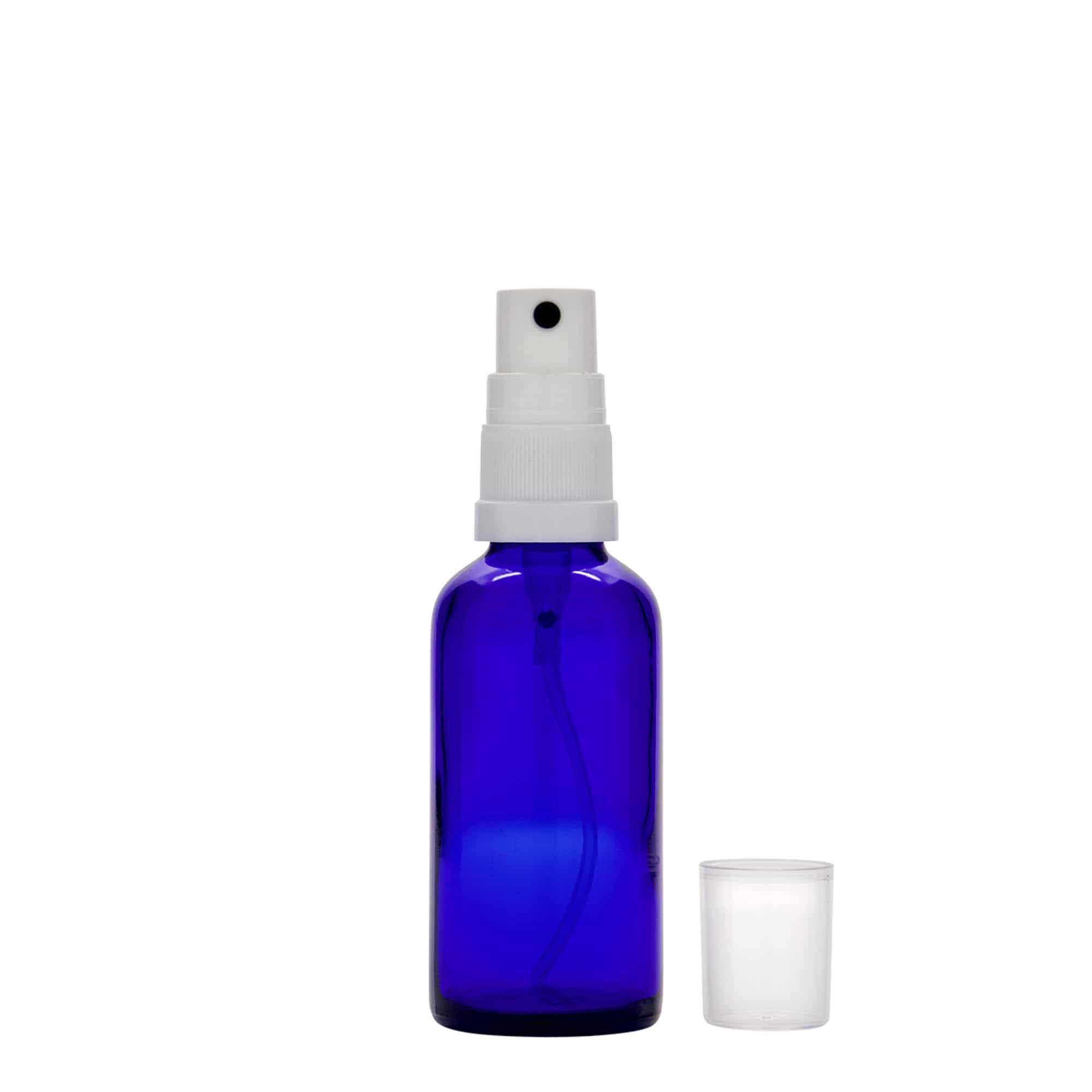 50 ml medicine spray bottle, glass, royal blue, closure: DIN 18