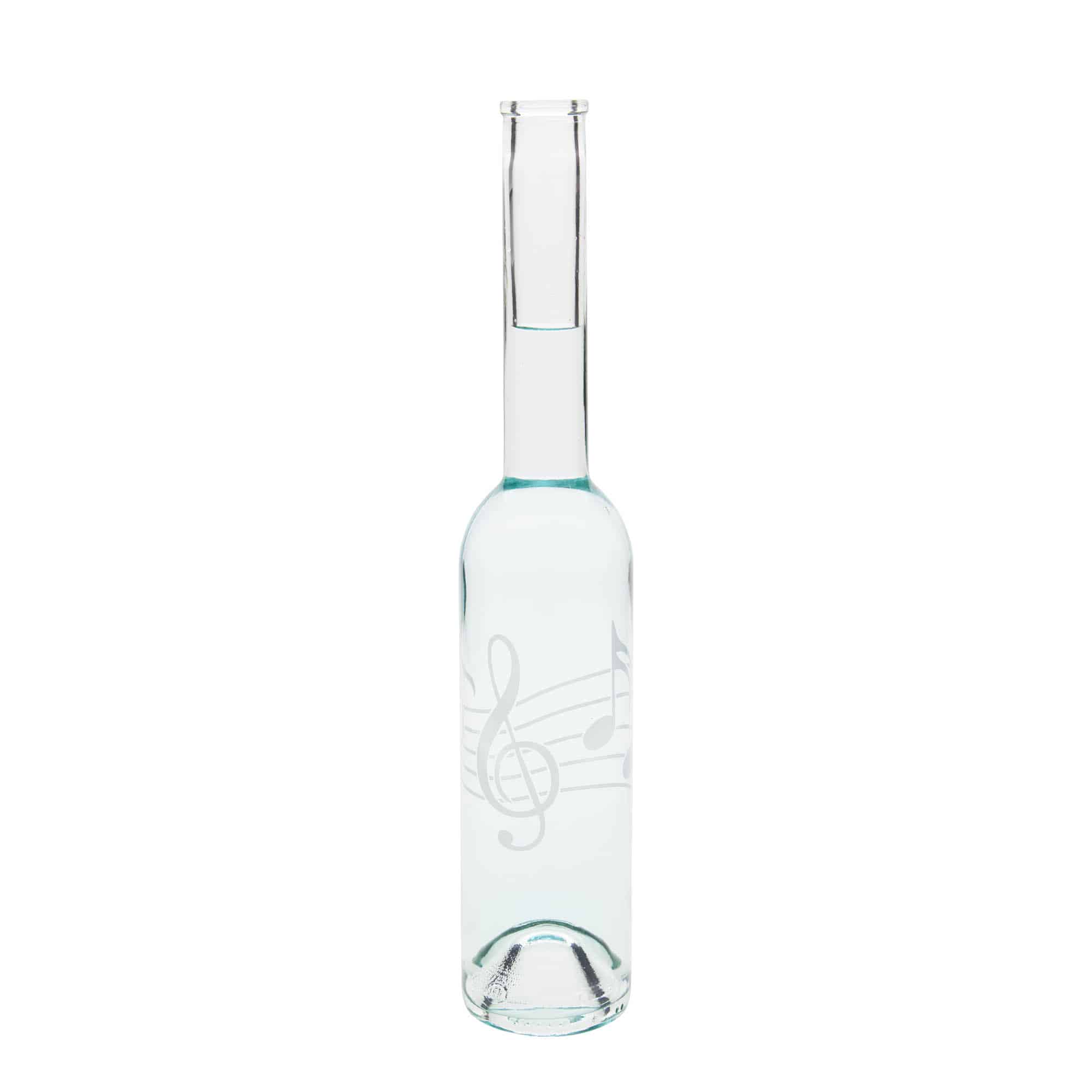 350 ml glass bottle 'Opera', motif: musical notes, opening: cork