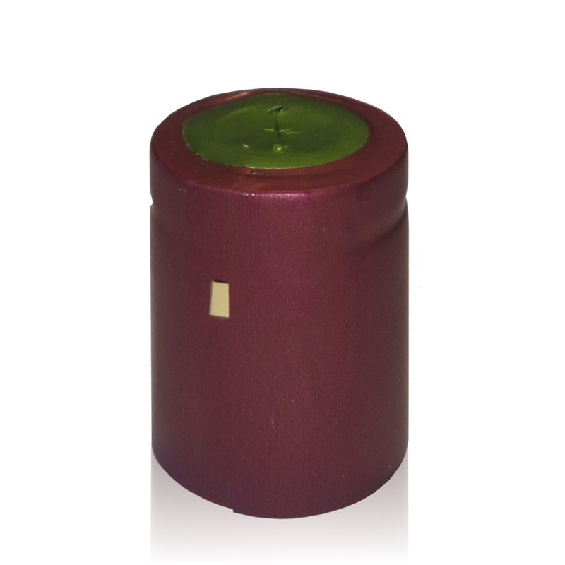 Shrink capsule 32x41, PVC plastic, dark red Shrink capsule 32x41, PVC plastic, dark red