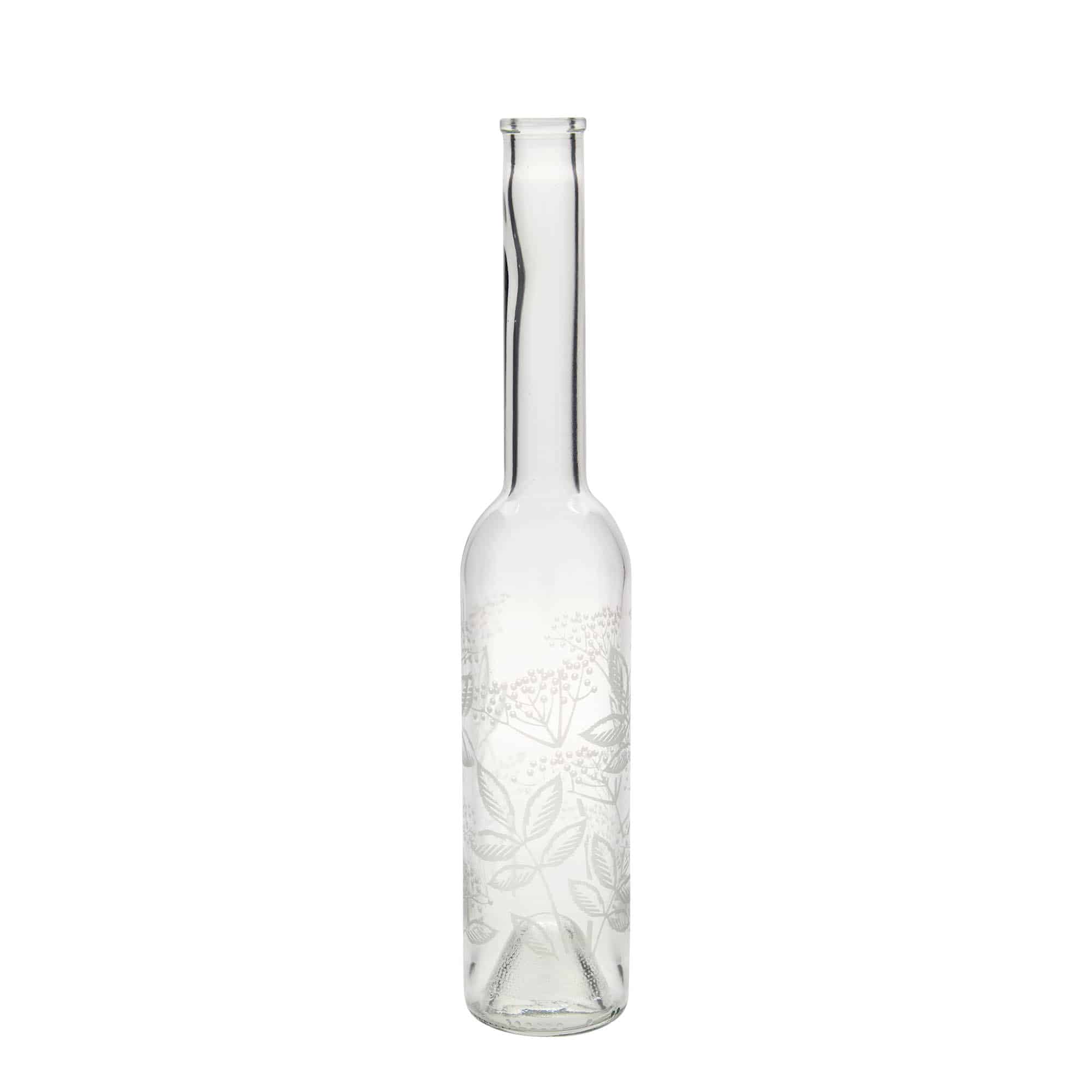 350 ml glass bottle ‘Opera’, design: elderberry, opening: cork