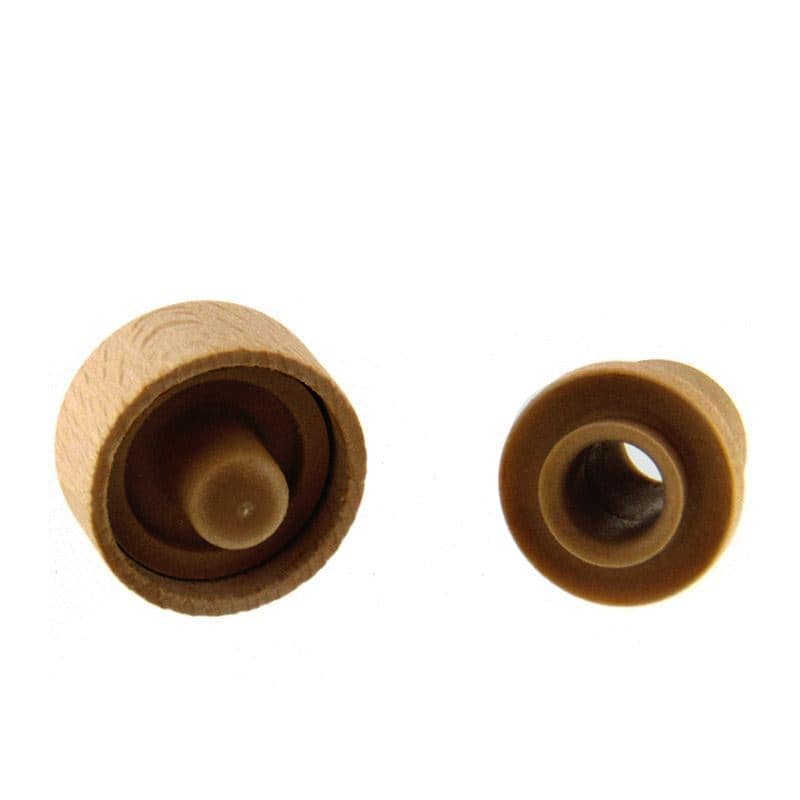 19 mm mushroom cork with dispensing hole, plastic/wood, multicolour, for opening: cork