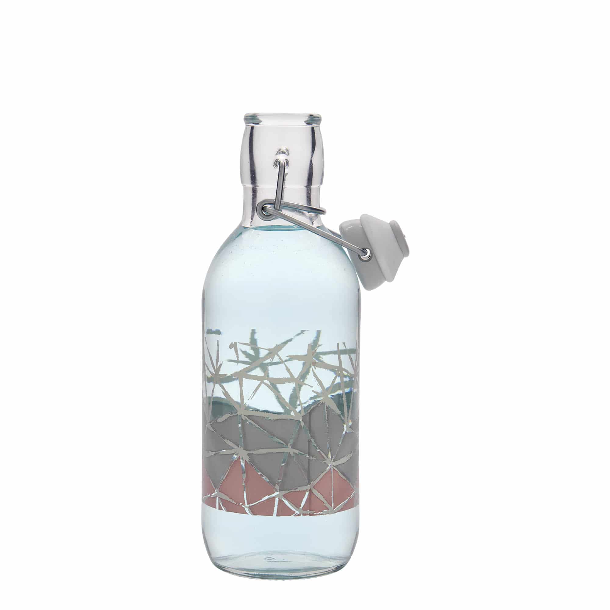 500 ml glass bottle Emilia printed 'Manolibera rosa', opening: swing top closure