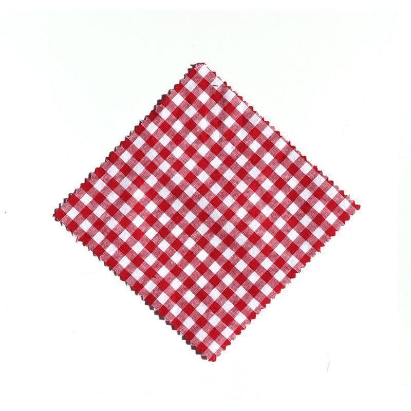 Checked fabric jar cover 15x15, square, textile, red, for opening: TO58-TO82