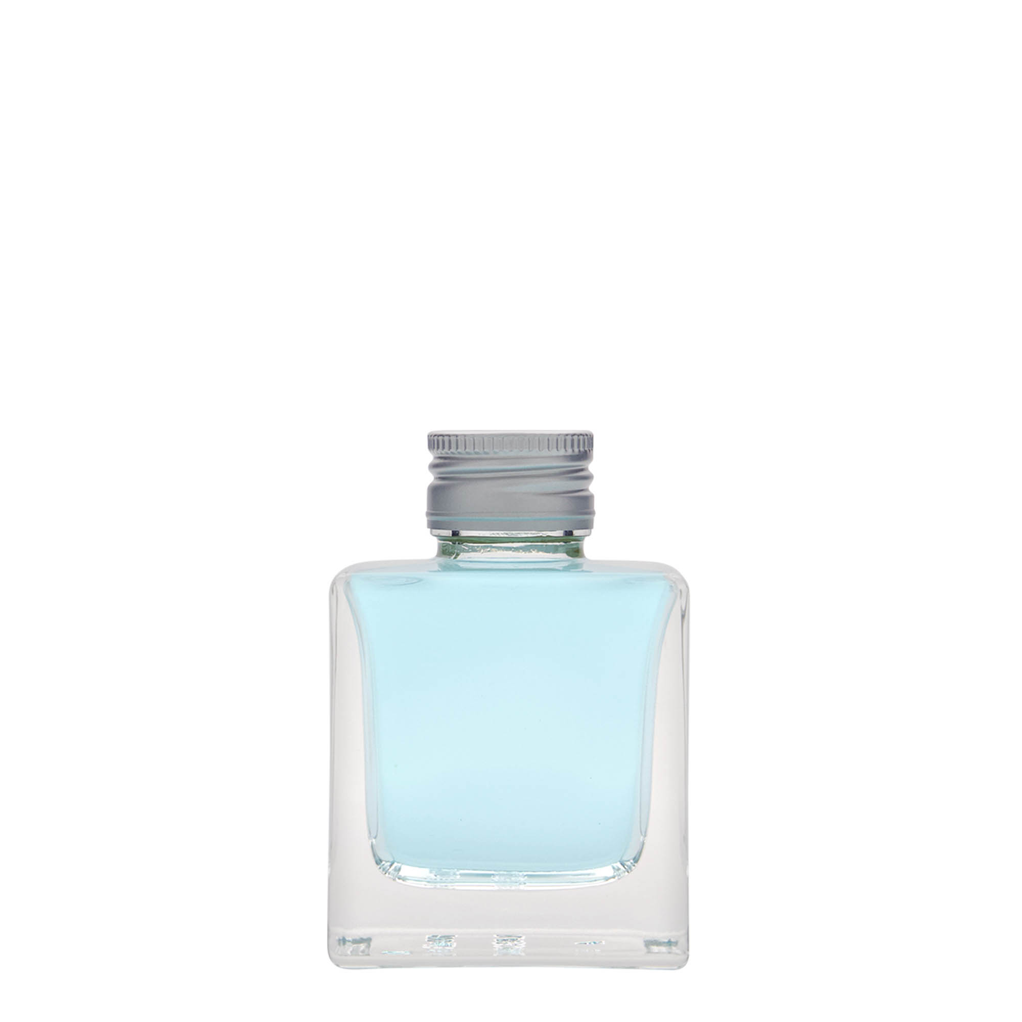 100 ml glass bottle ‘Cube’, square, opening: PP 28