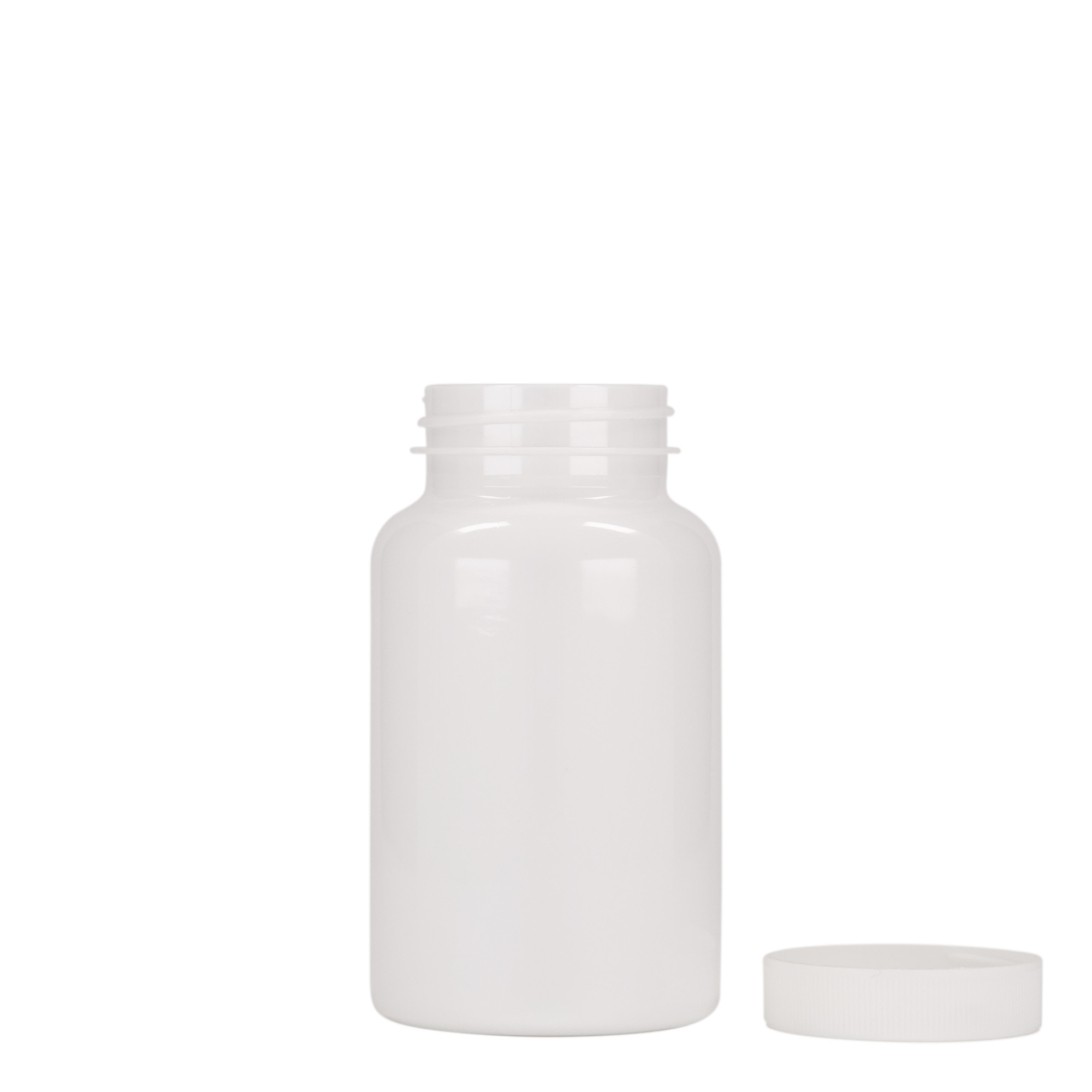 200 ml PET container, plastic, white, opening: 45/400