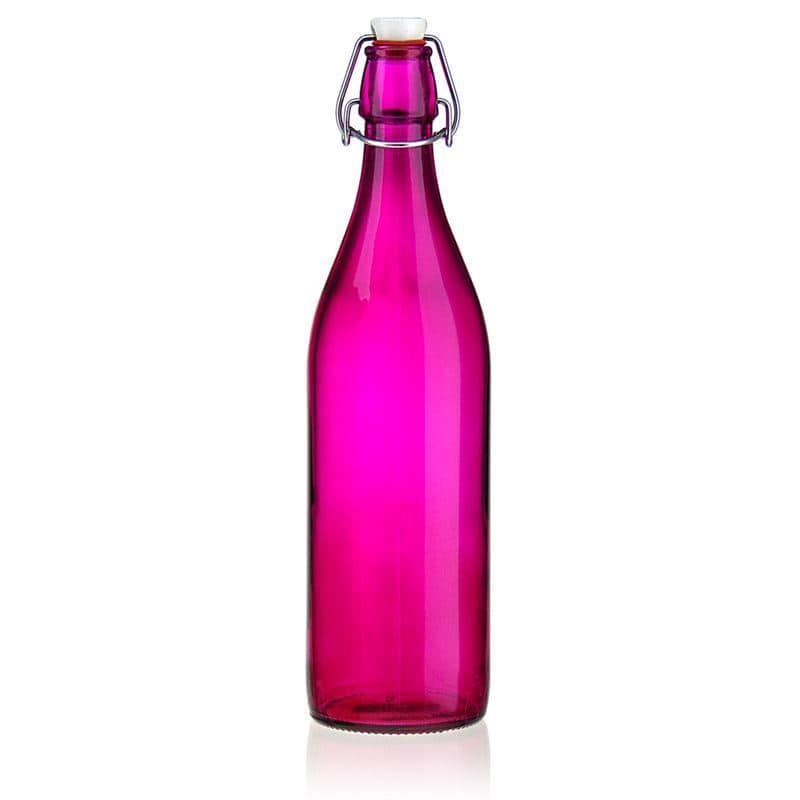 1,000 ml glass bottle 'Giara', pink, closure: swing top