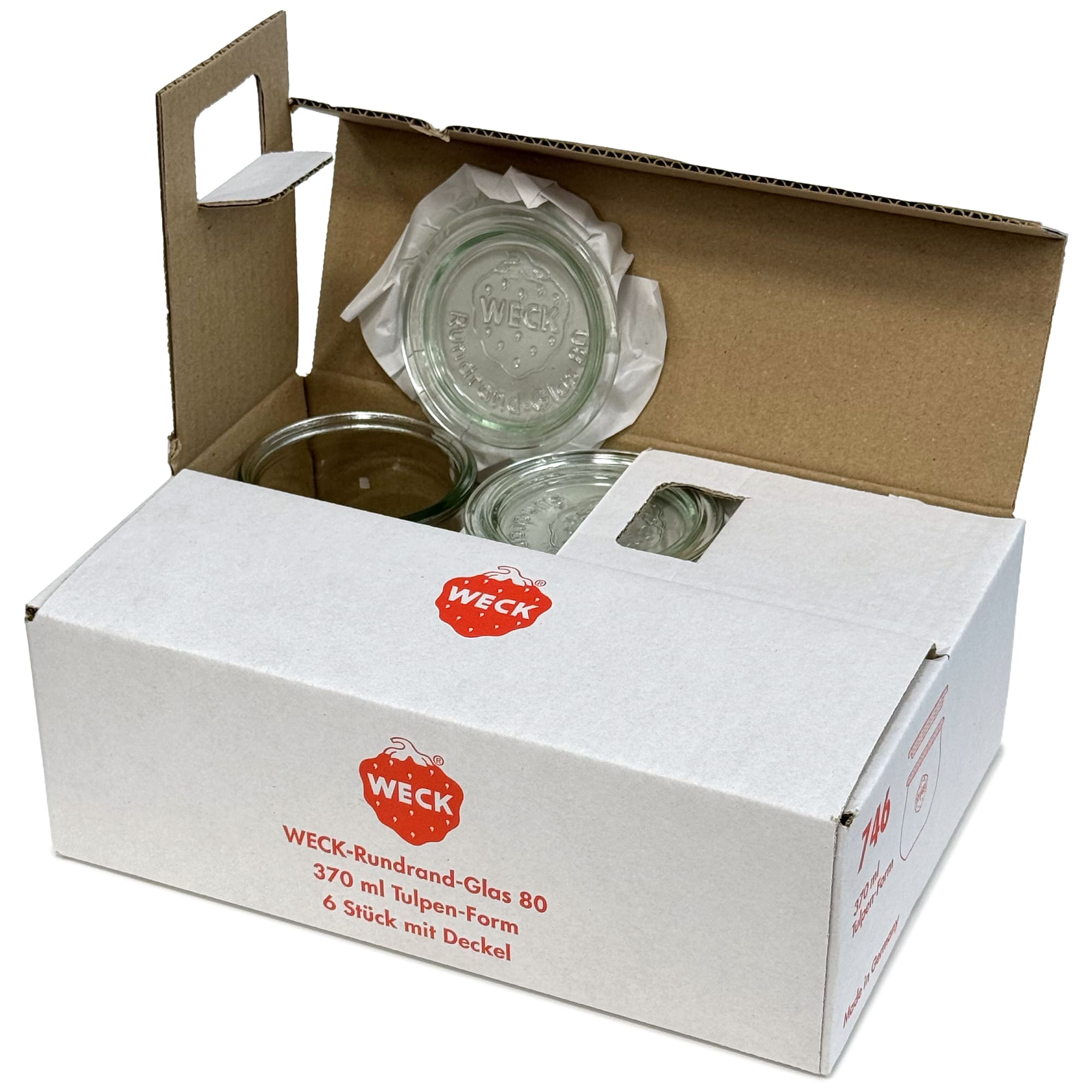 6x 370 ml WECK tulip jar with glass lid RR 80