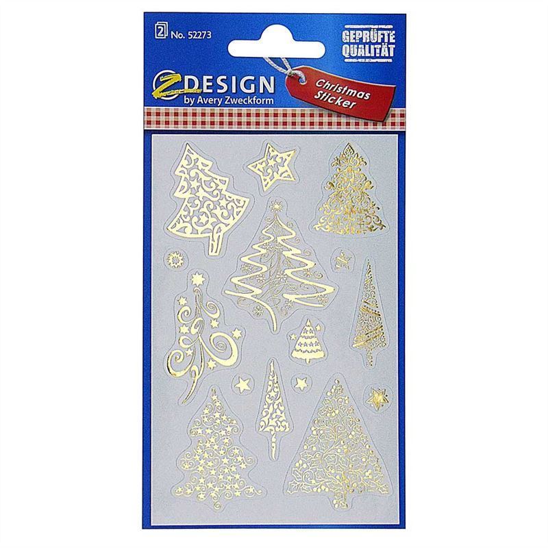 Themed stickers 'Christmas Trees', paper, gold