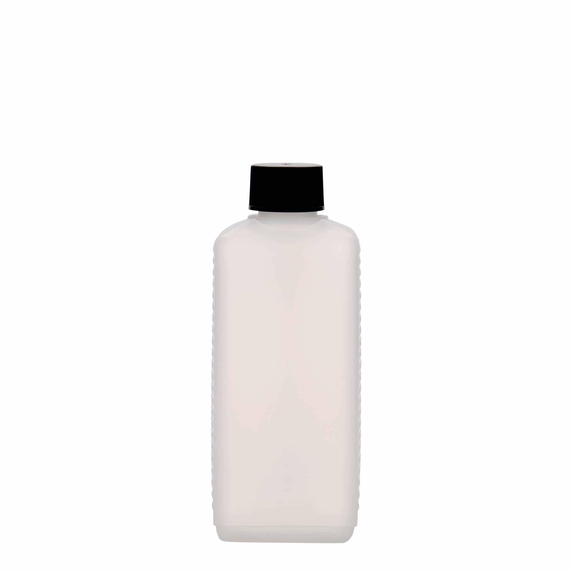 250 ml canister bottle, rectangular, HDPE plastic, natural, opening: DIN 25 EPE