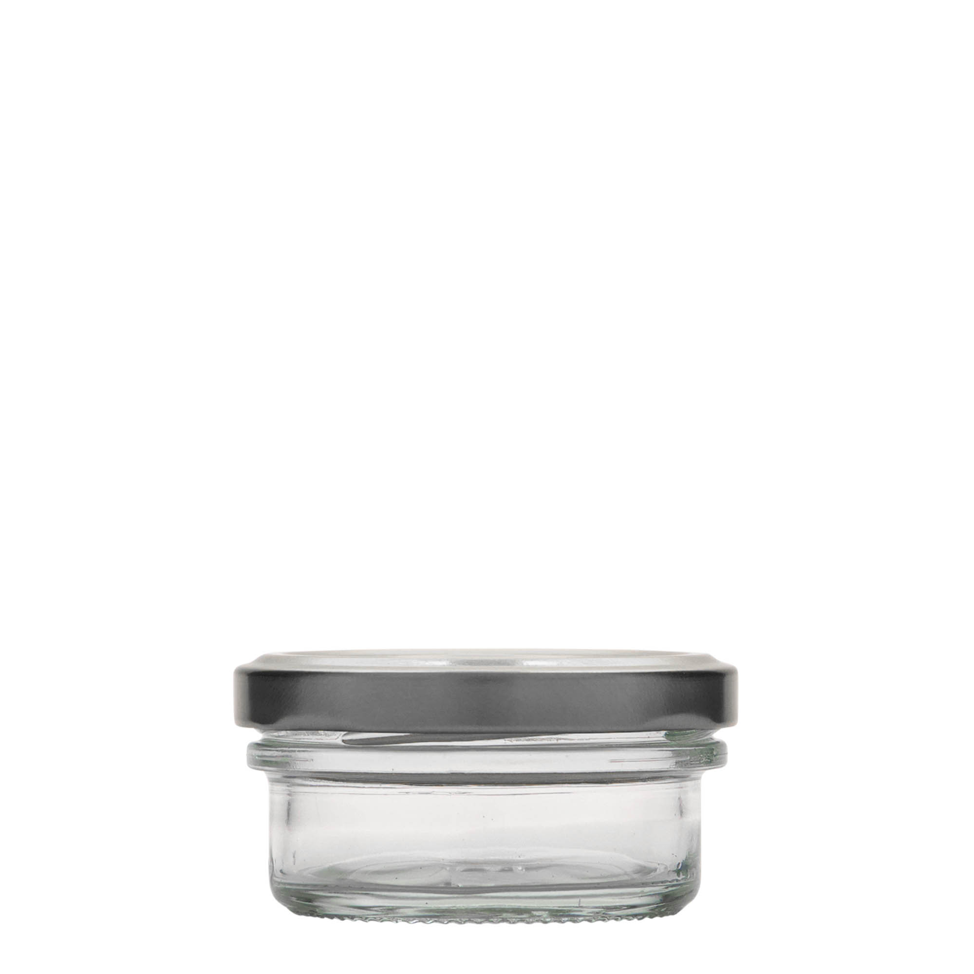 65 ml flat straight-sided jar, opening: Twist-Off (TO 66) 65 ml flat straight-sided jar, opening: Twist-Off (TO 66)