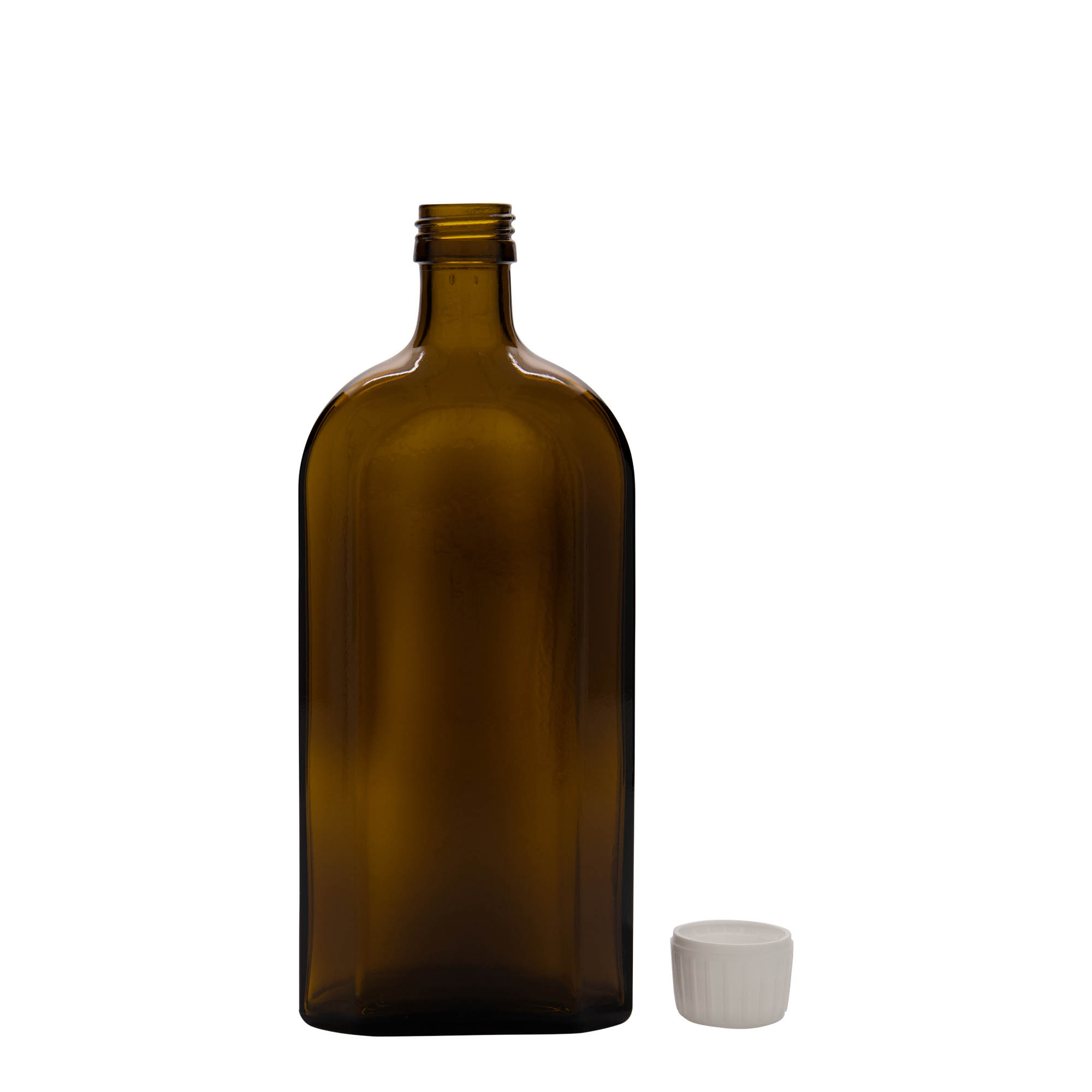 500 ml medical bottle Meplat, oval, glass, brown, opening: PP 28 500 ml medical bottle Meplat, oval, glass, brown, opening: PP 28