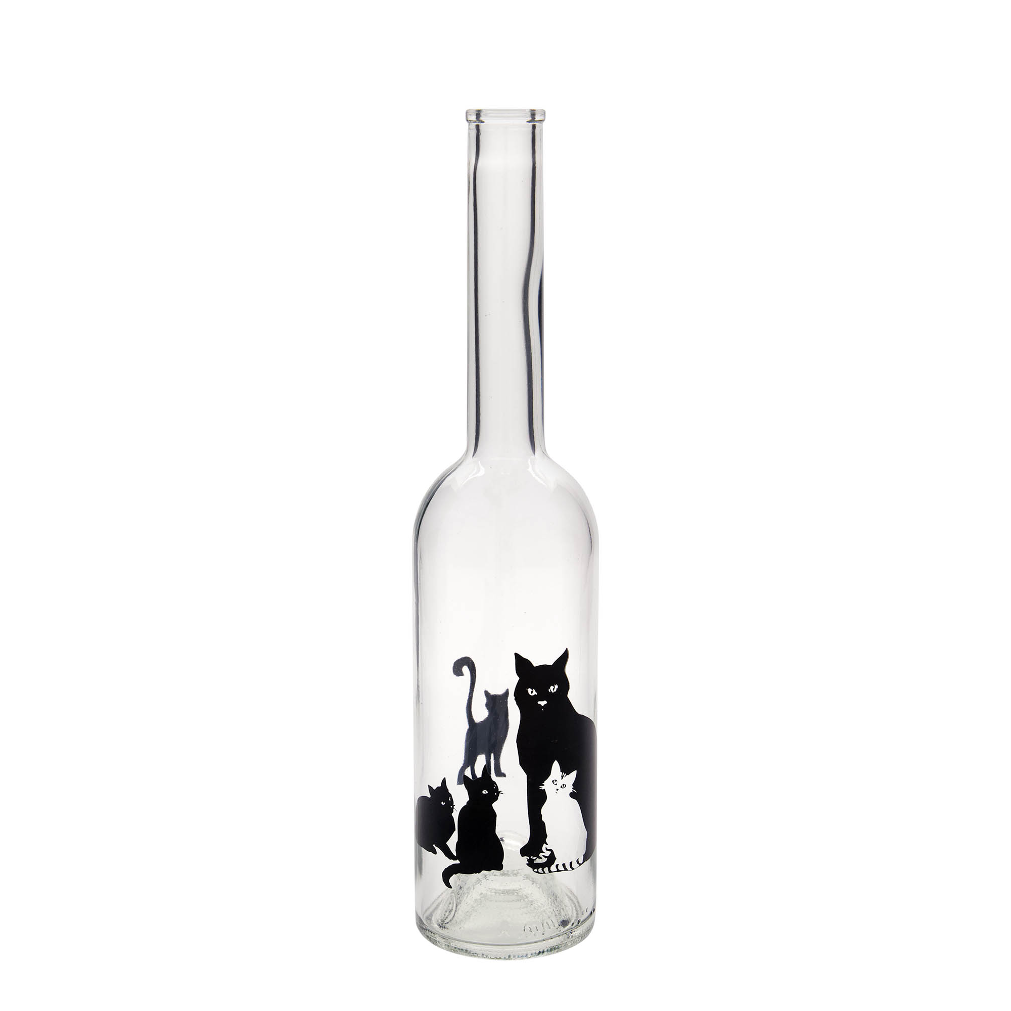 500 ml glass bottle 'Opera', design: cats, opening: cork