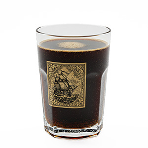 drinking glass Product example: filled drinking glass with logo design