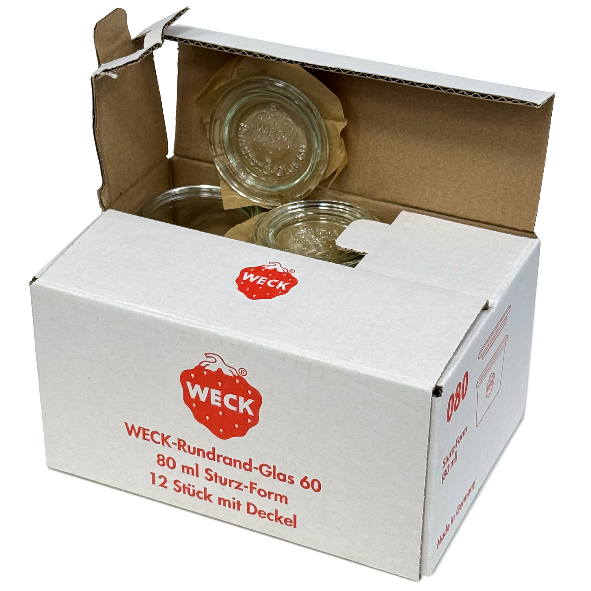 12x 80 ml WECK inverted jar with glass lid RR 60