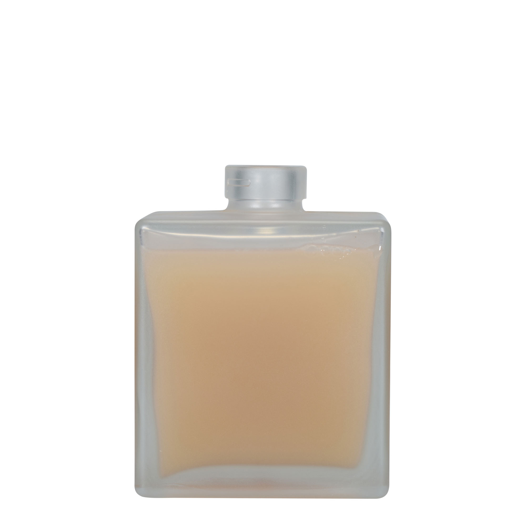 500 ml glass bottle 'Cube', square, frosted, opening: cork