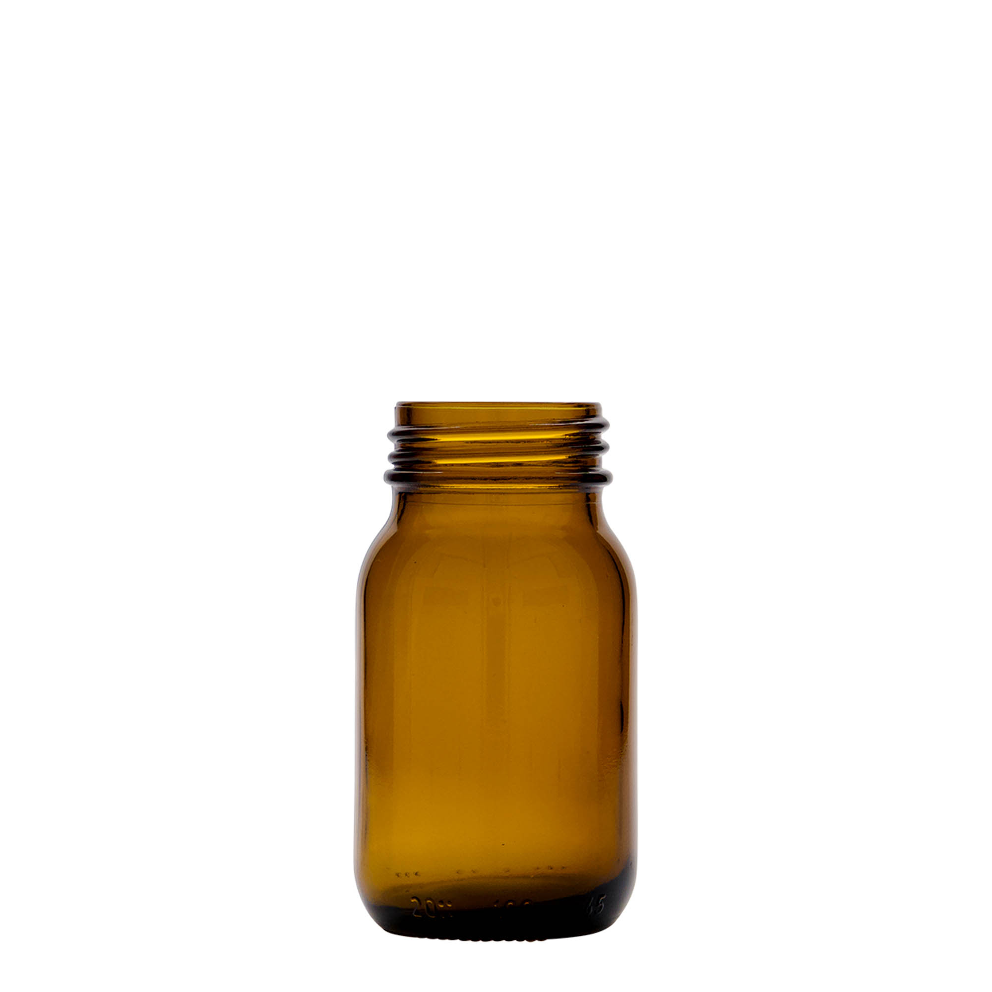 100 ml wide-neck glass, brown, opening: DIN 40 100 ml wide-neck glass, brown, opening: DIN 40