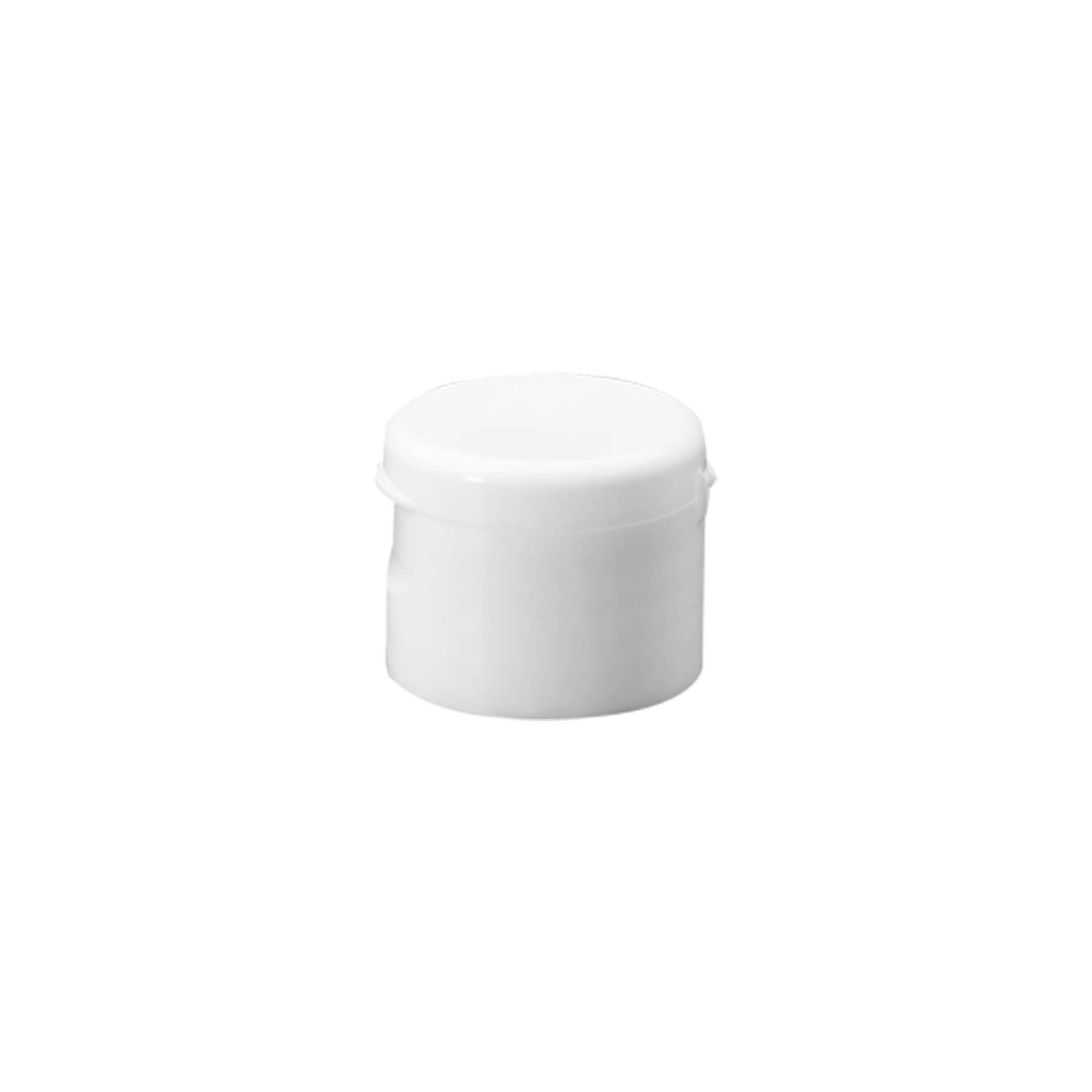 Screw cap with hinge, PP plastic, white, for opening: 24/410
