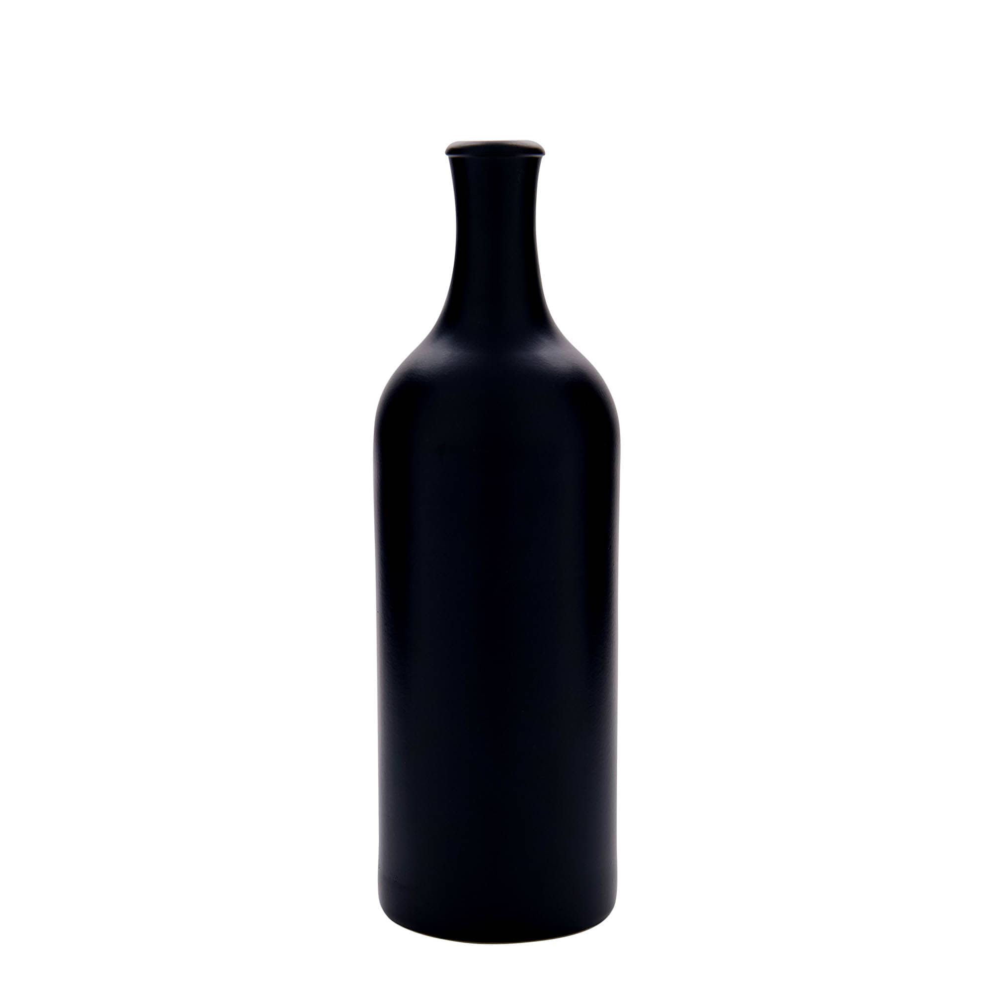 750 ml long-necked earthenware jug, stoneware, black, opening: cork