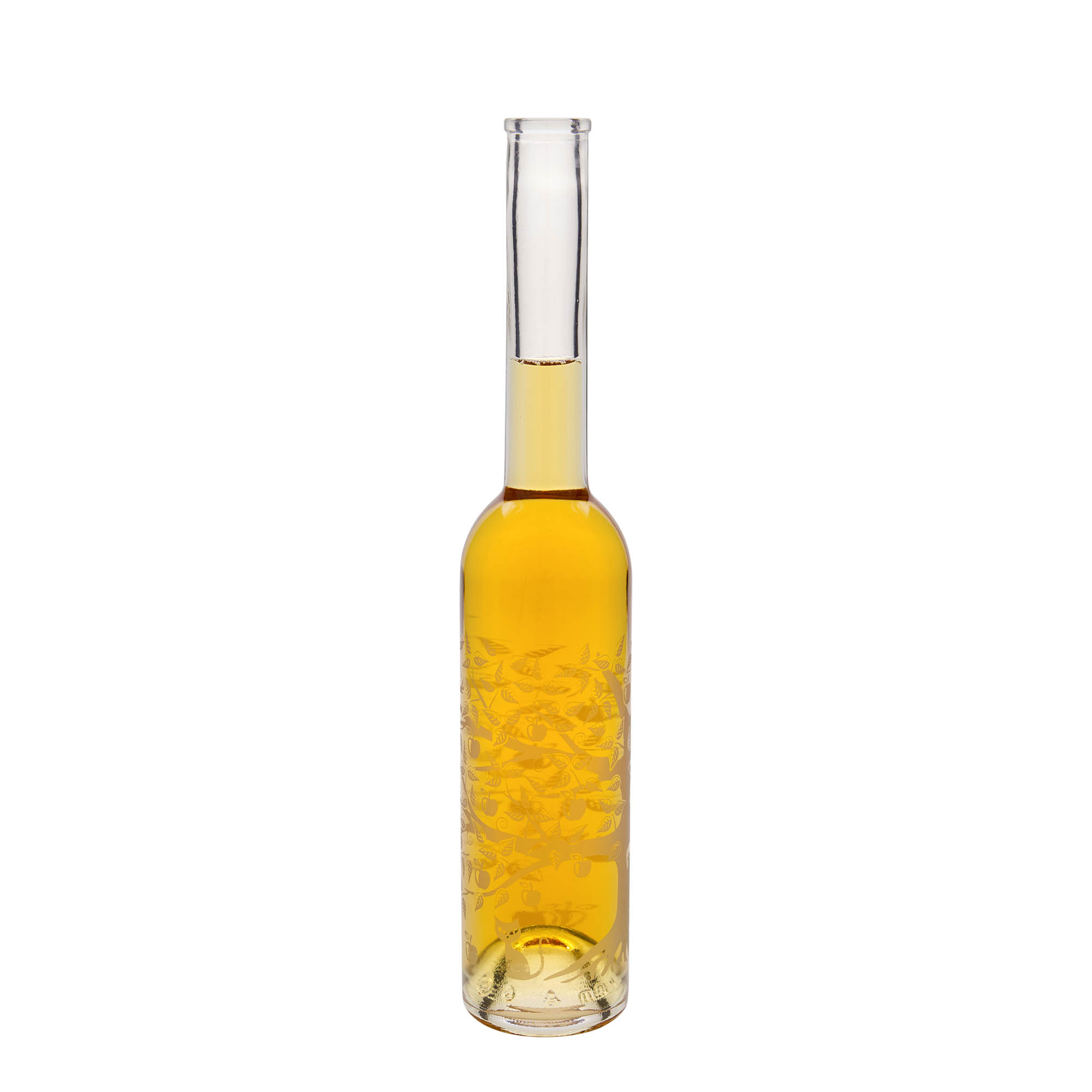 350 ml glass bottle 'Opera', motif: apple tree, opening: cork 350 ml glass bottle 'Opera', motif: apple tree, opening: cork