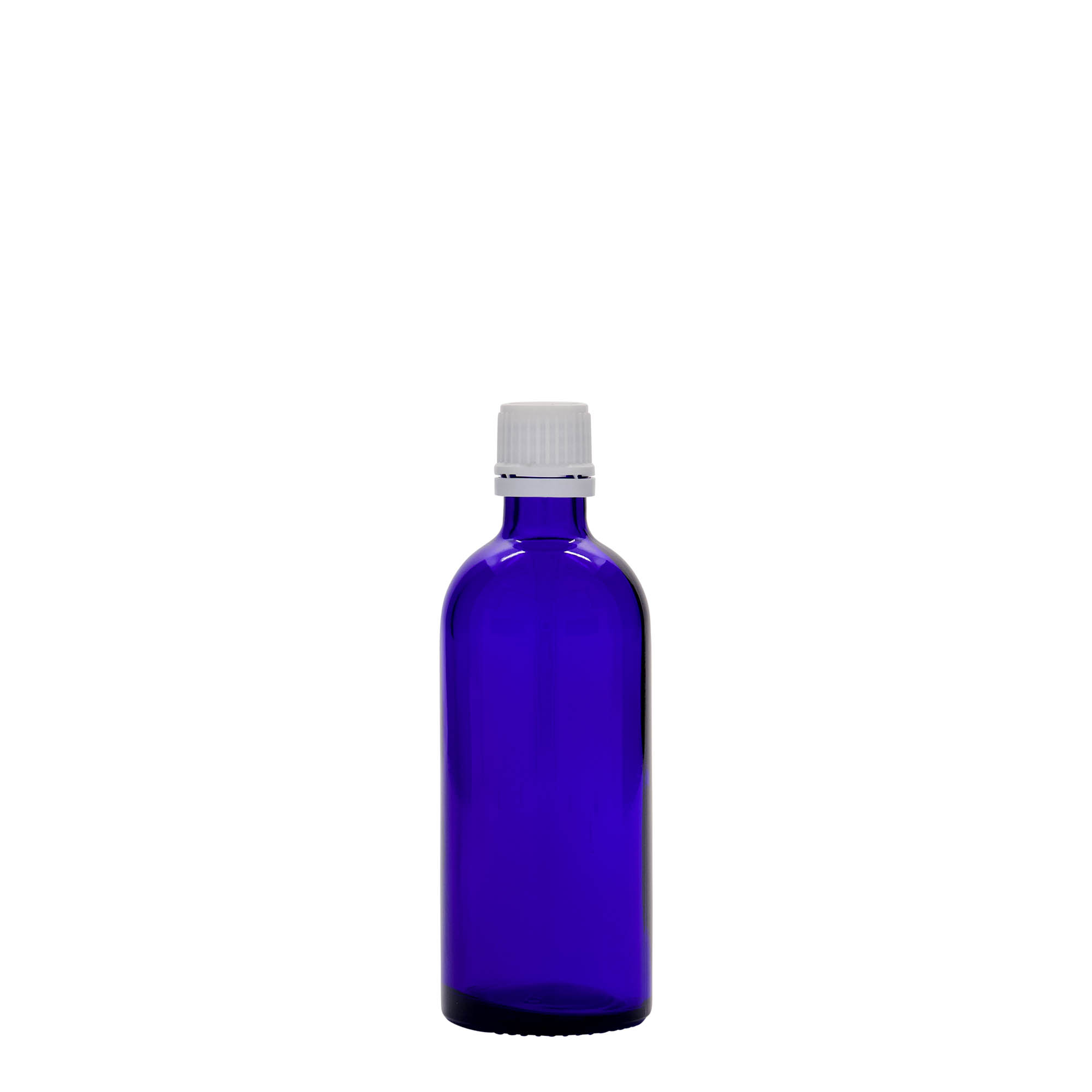 100 ml medical bottle, glass, royal blue, opening: DIN 18 100 ml medical bottle, glass, royal blue, opening: DIN 18