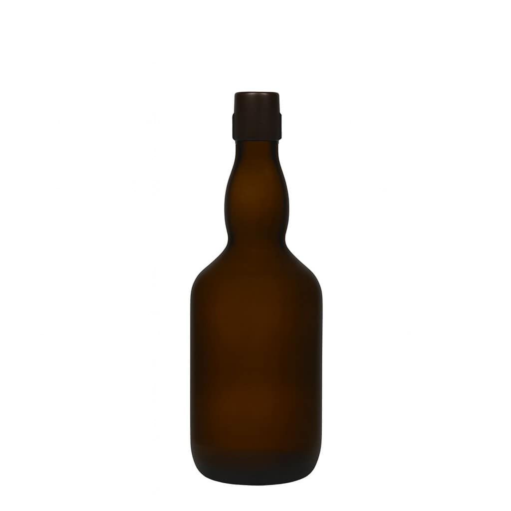 500 ml beer bottle with long neck, glass, antique green, opening: swing top closure