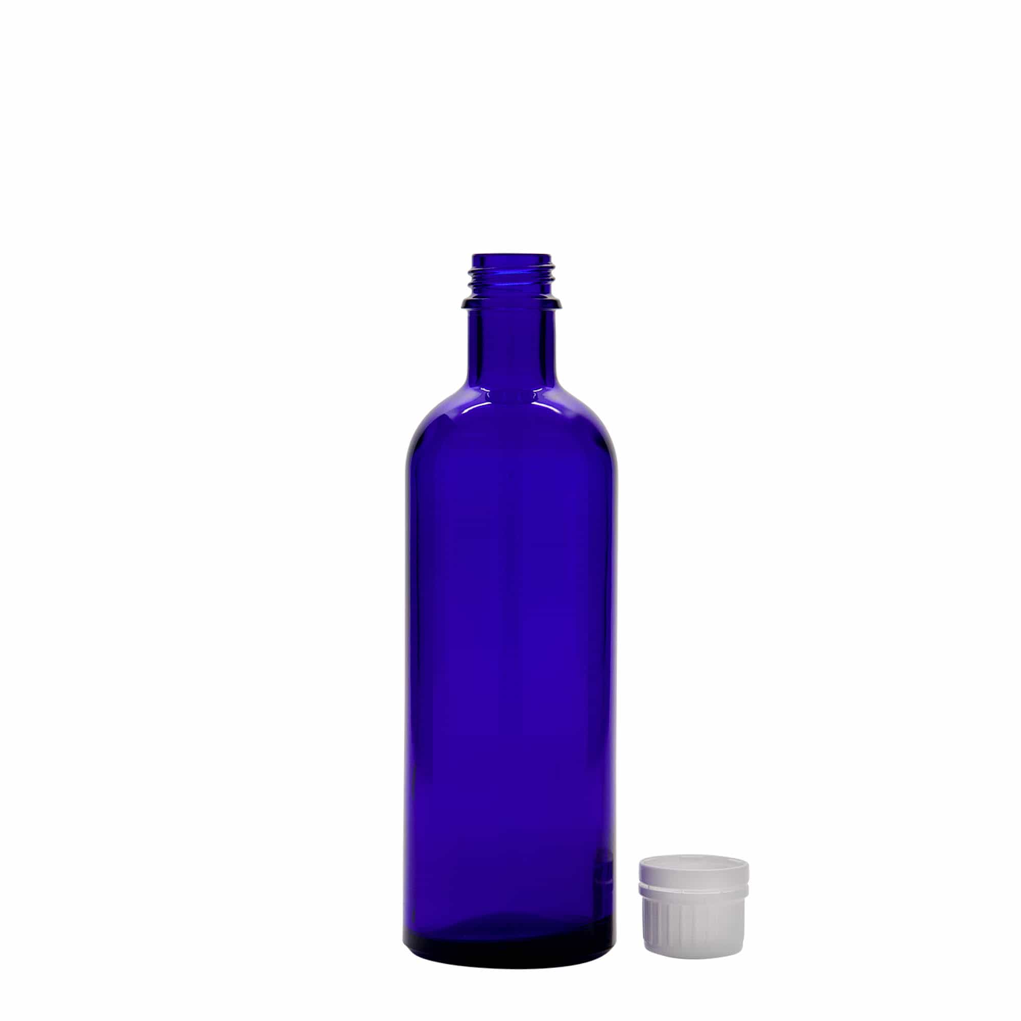 200 ml medicine bottle, glass, royal blue, opening: DIN 22