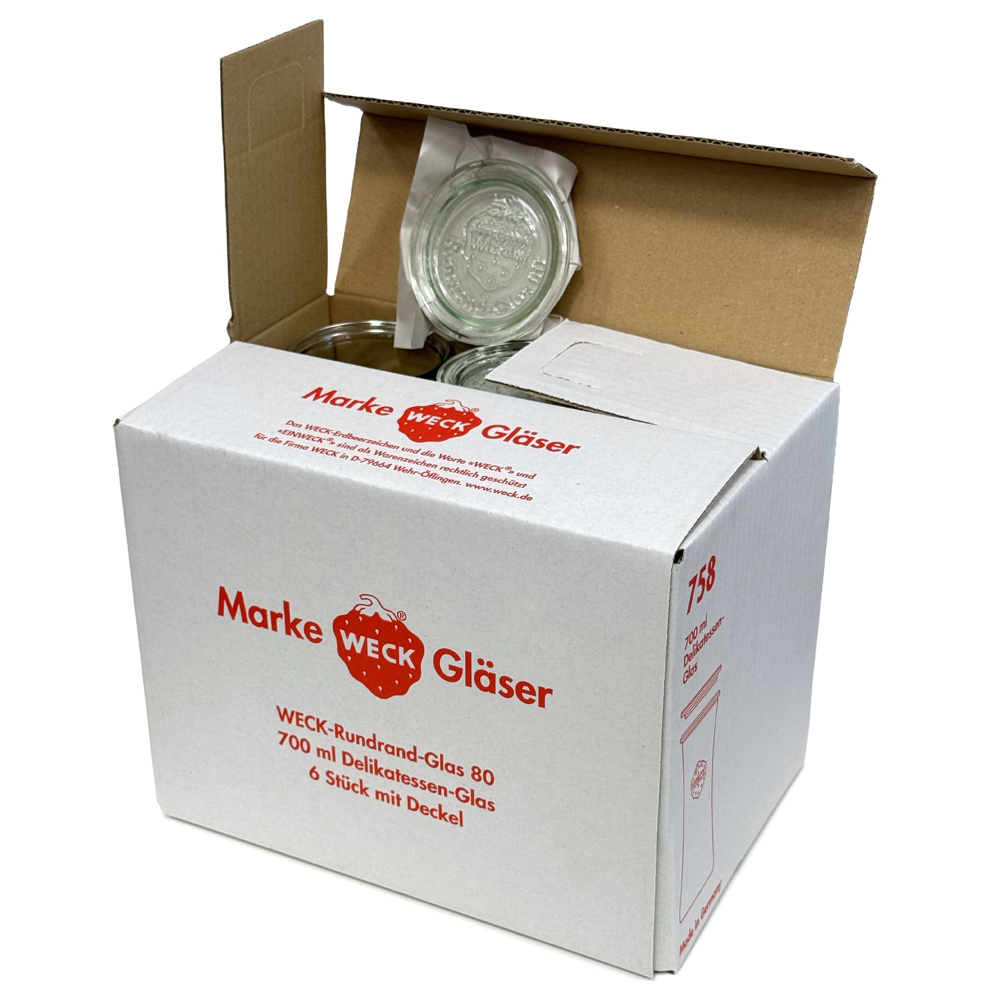 6x 730 ml WECK gourmet jar with glass lid RR 80