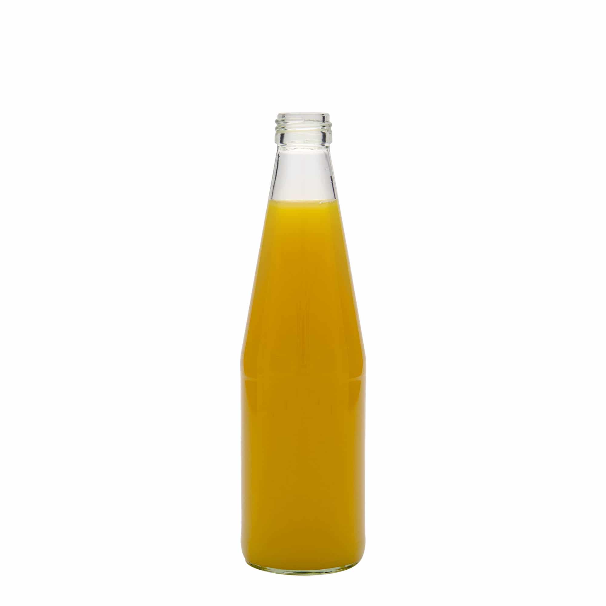 330 ml universal bottle carrot shape, glass, opening: PP 28 330 ml universal bottle carrot shape, glass, opening: PP 28