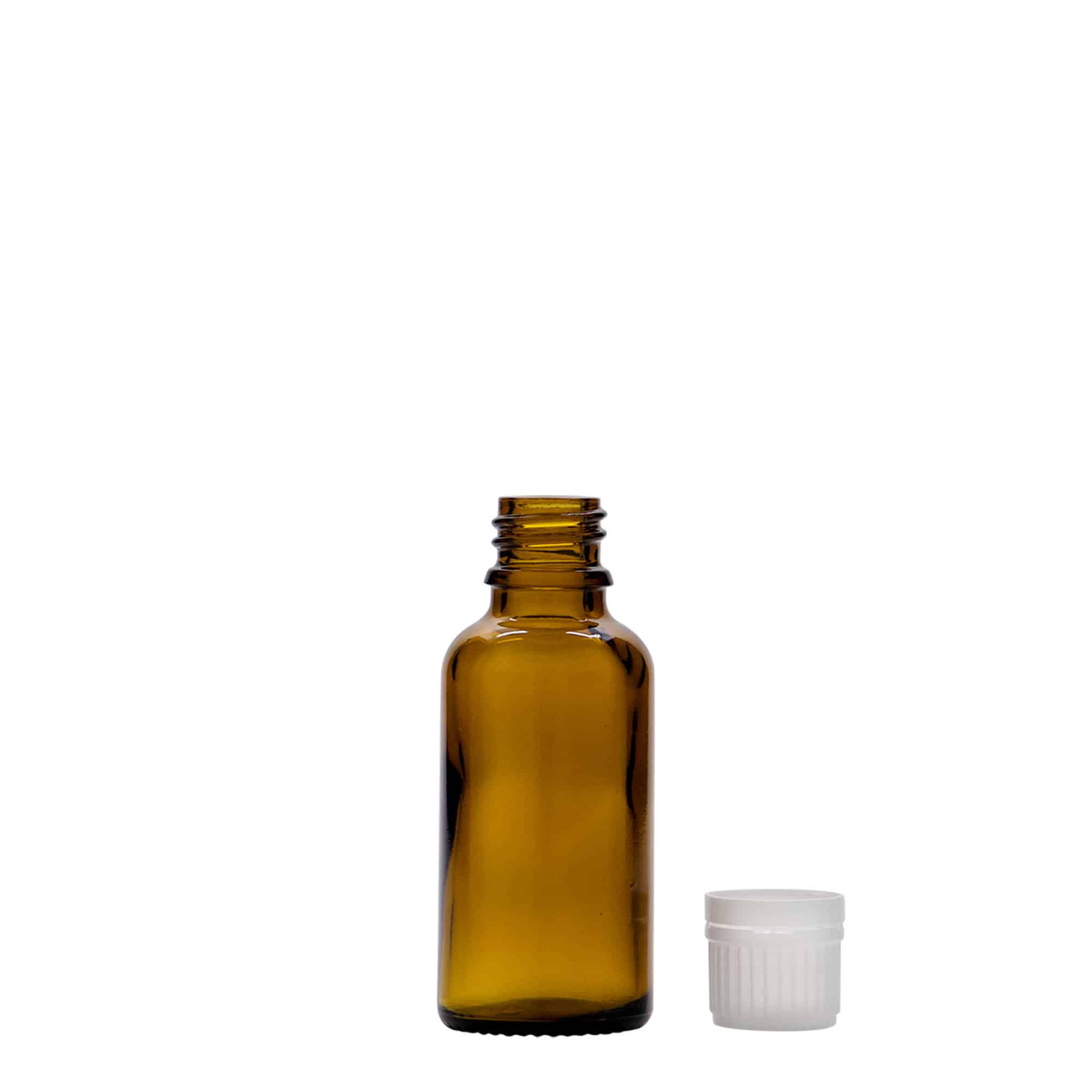 30 ml medical bottle, glass, brown, opening: DIN 18