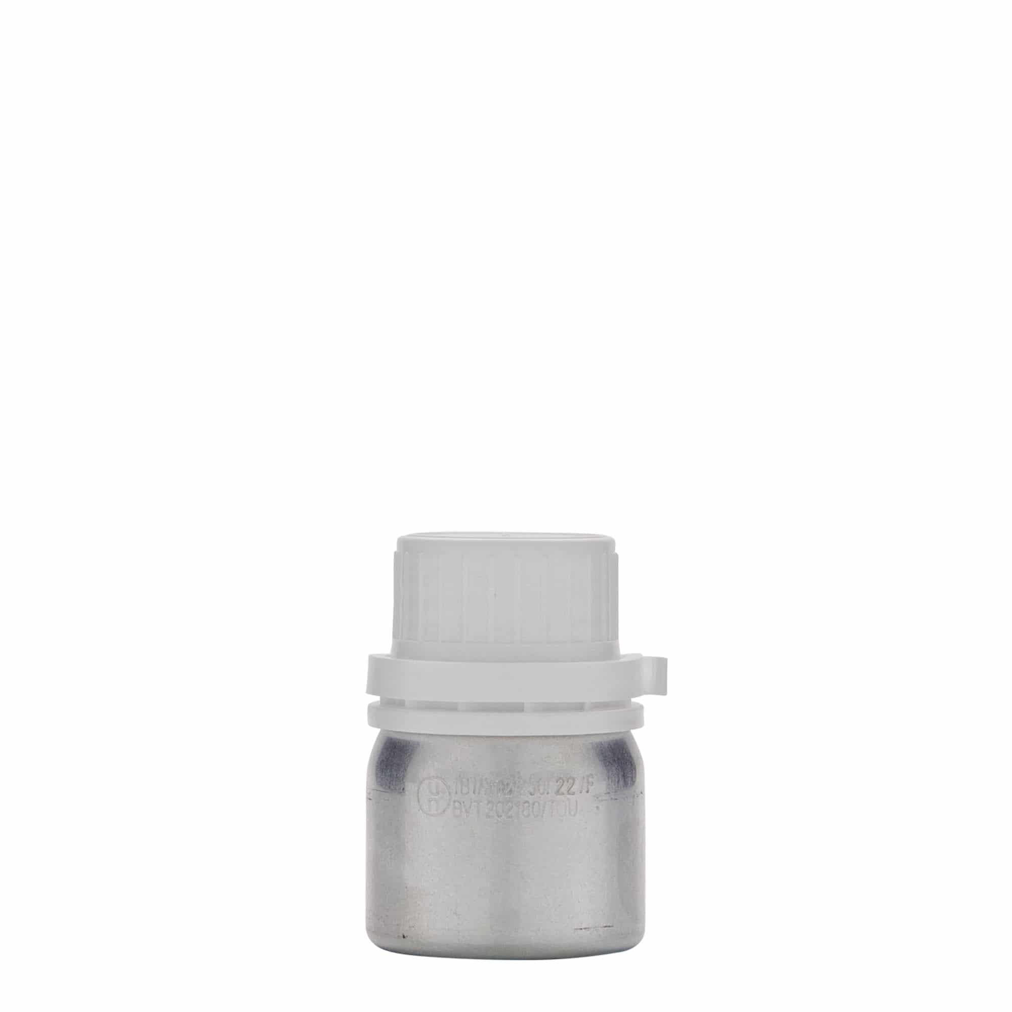 50 ml aluminium bottle, metal, silver, opening: DIN 32