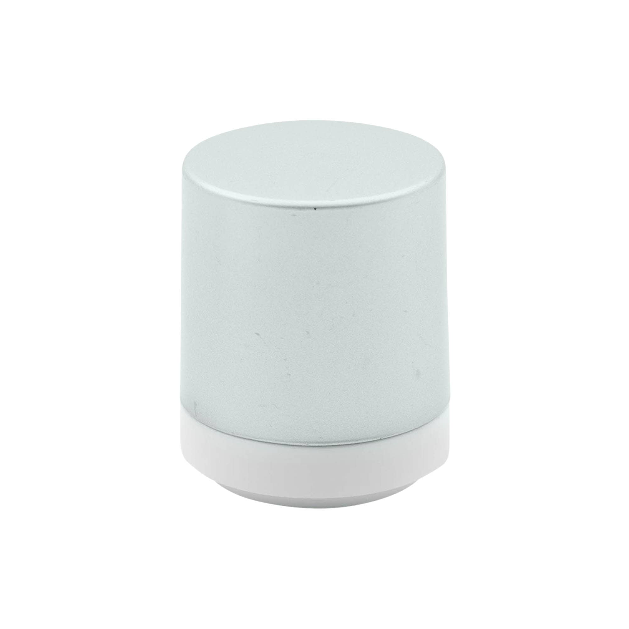 Airless dispenser pump head "Mezzo", type D, white PP plastic with matte silver-metallic cap