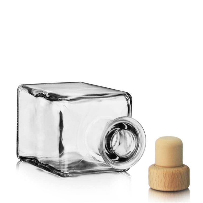 200 ml glass bottle 'Kubica', square, closure: cork