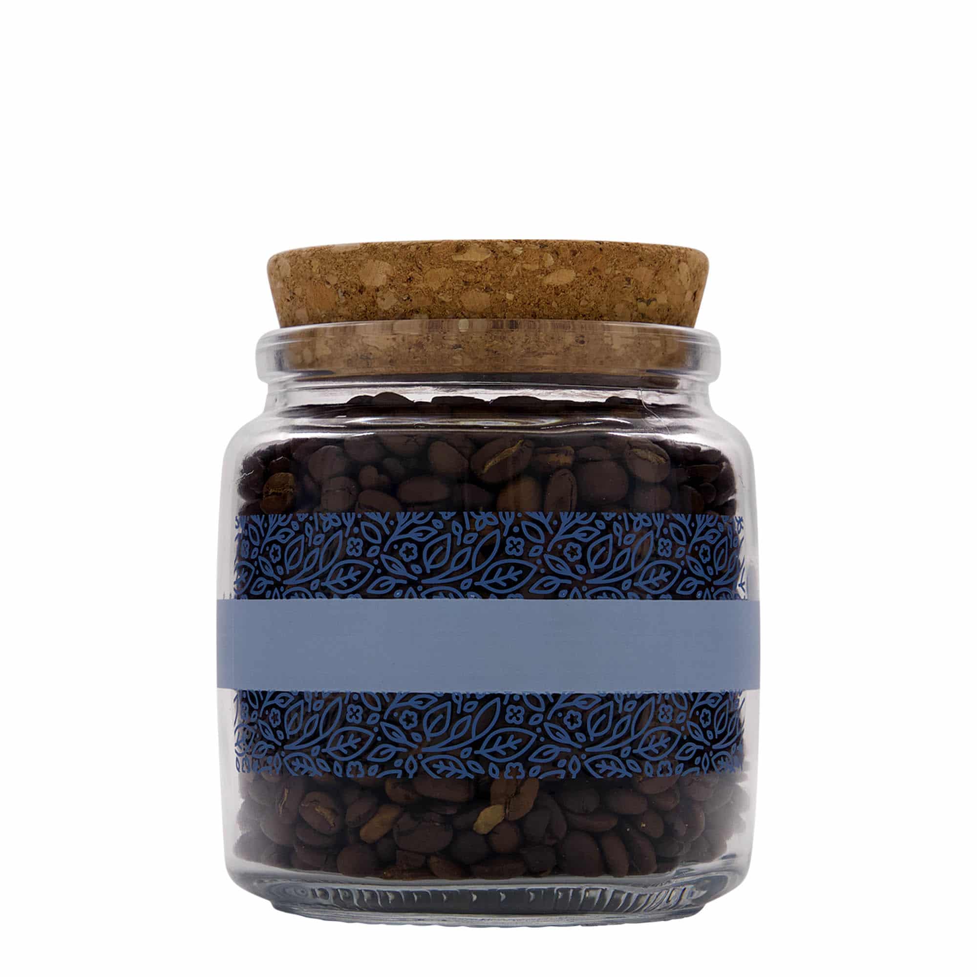 750 ml cork top jar 'Giara', print: naturalmente blu, closure: cork