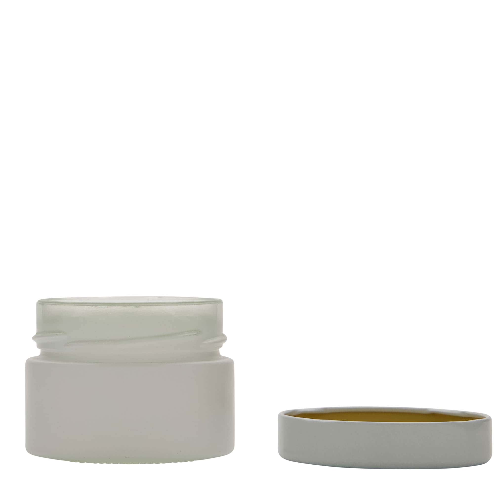 130 ml round glass ‘Aurora’, white, opening: Deep-Twist-off (DTO 66)