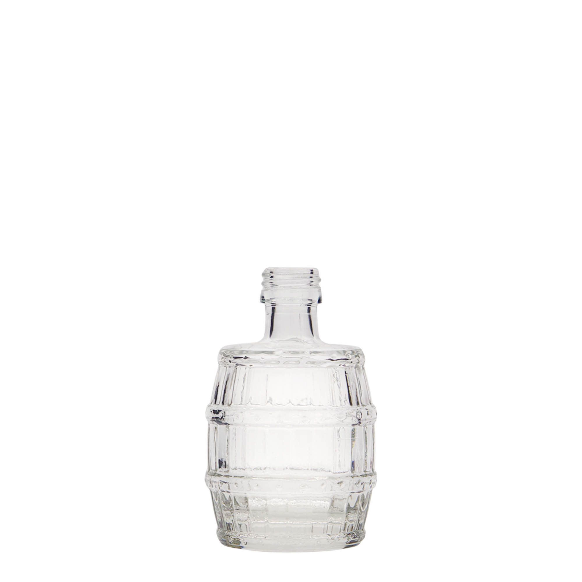 50 ml glass bottle ‘barrel’, opening: PP 18