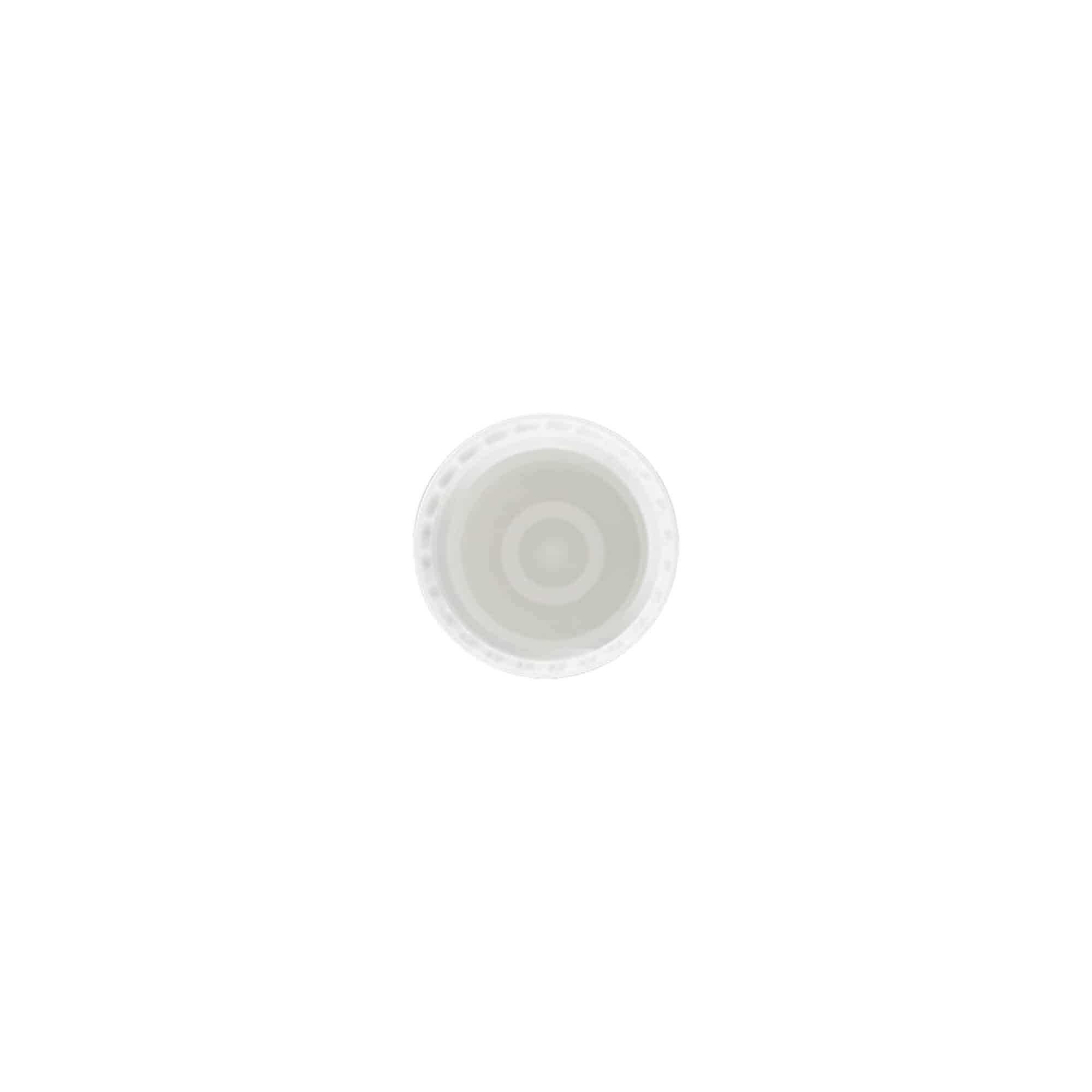 Cap for 10 ml roll-on bottle, PP plastic, white, for opening: screw cap Cap for 10 ml roll-on bottle, PP plastic, white, for opening: screw cap