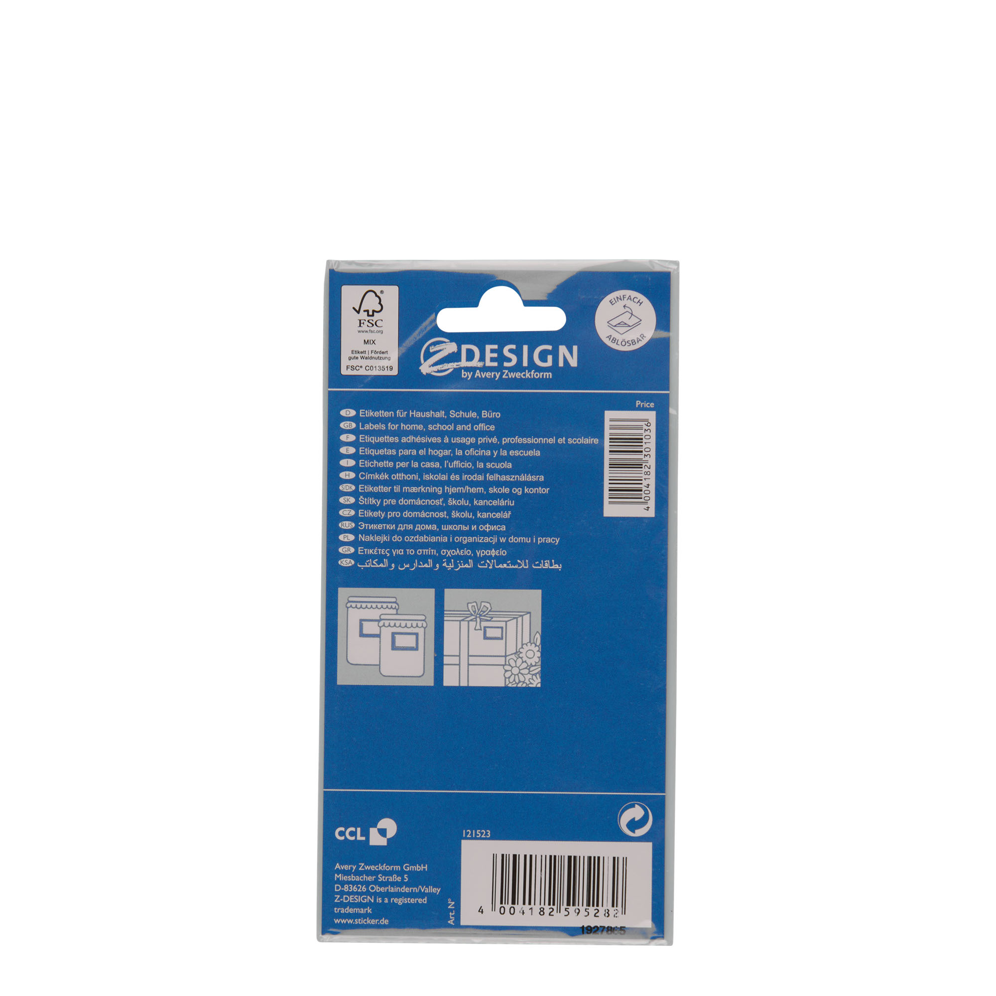 Zweckform labels 'Blue Frame', rectangular, paper, white-blue