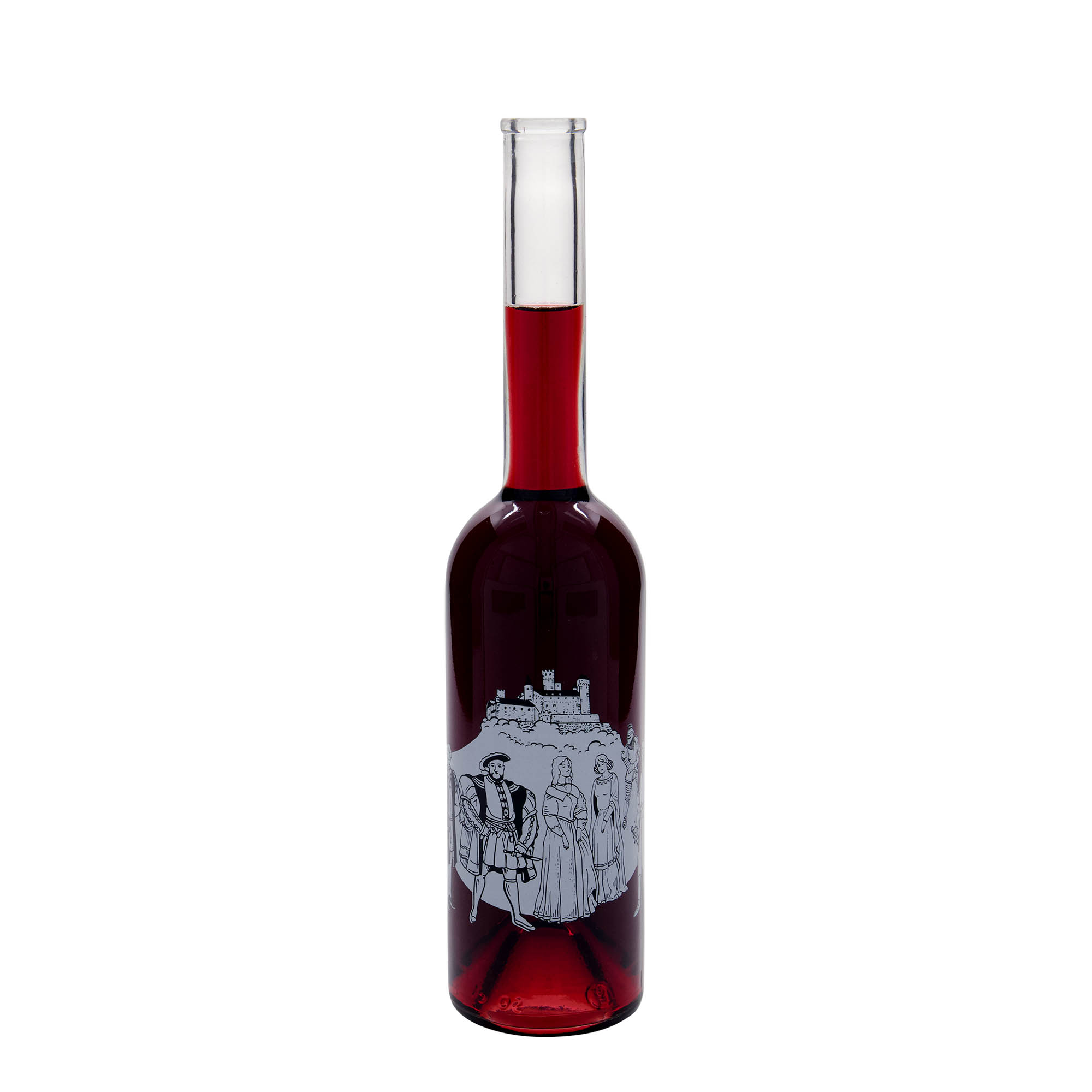 500 ml glass bottle 'Opera', design: medieval, opening: cork