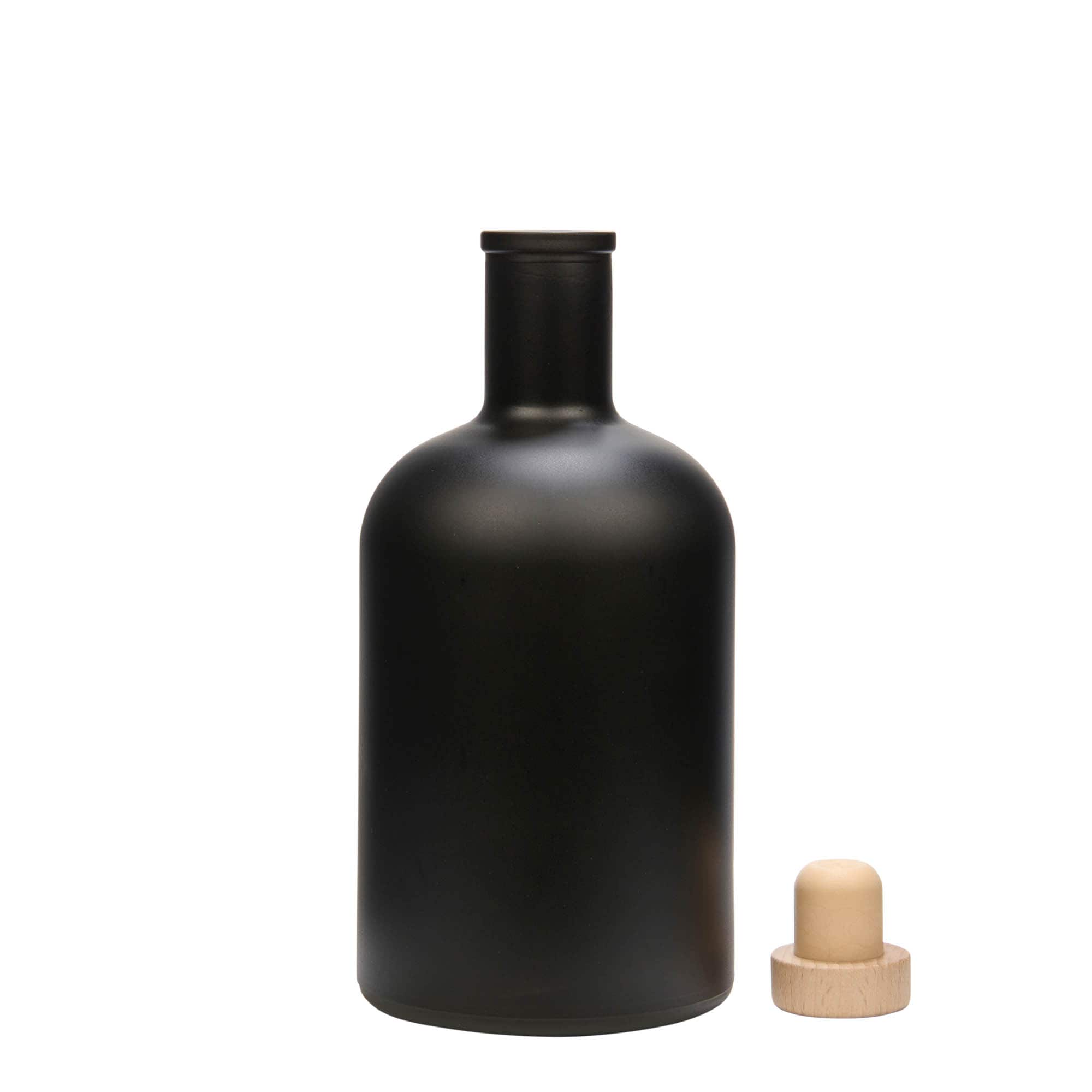 700 ml glass bottle 'Gerardino', black, opening: cork