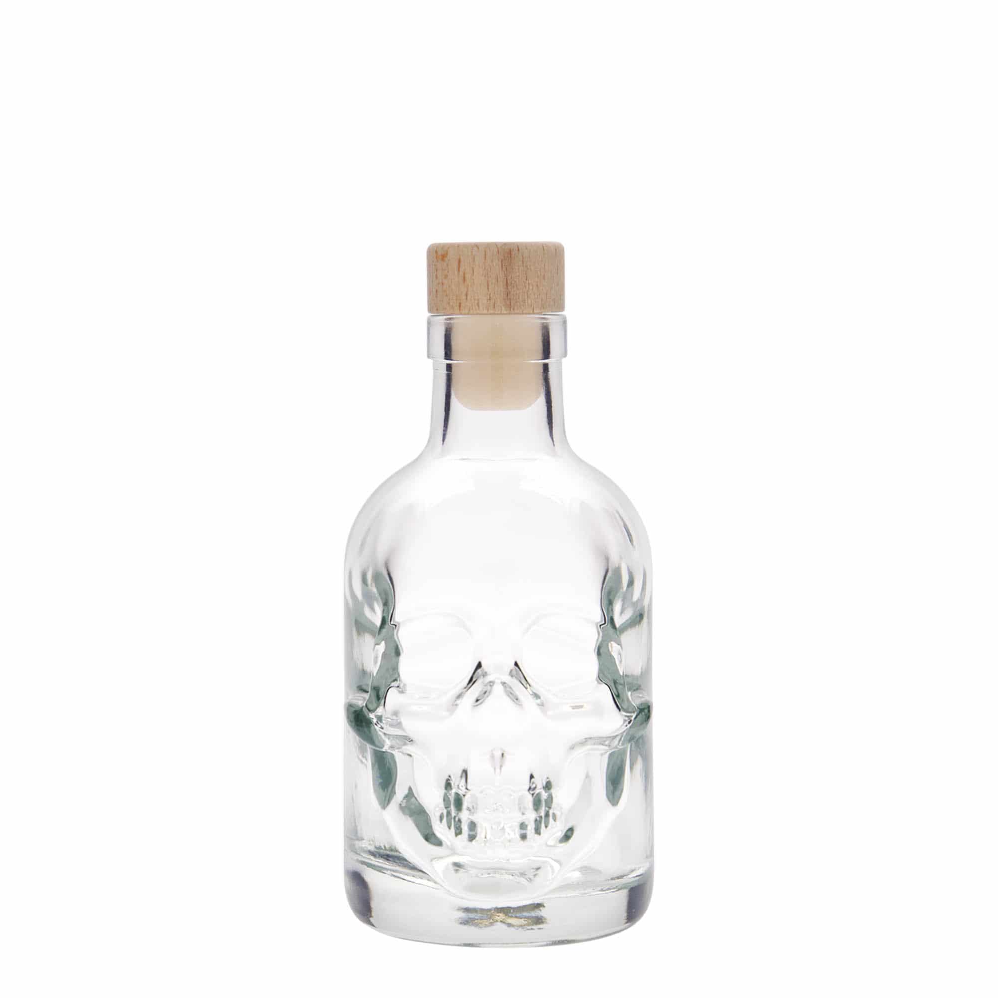 200 ml glass bottle 'Skull', closure: cork