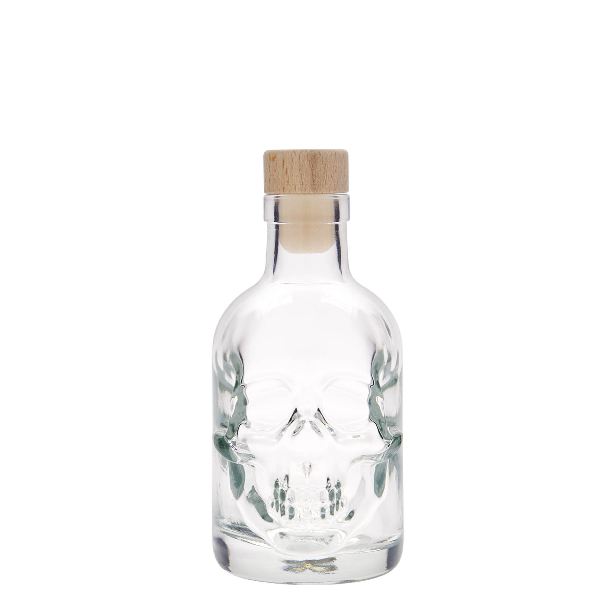 200 ml glass bottle ‘Skull’, opening: cork