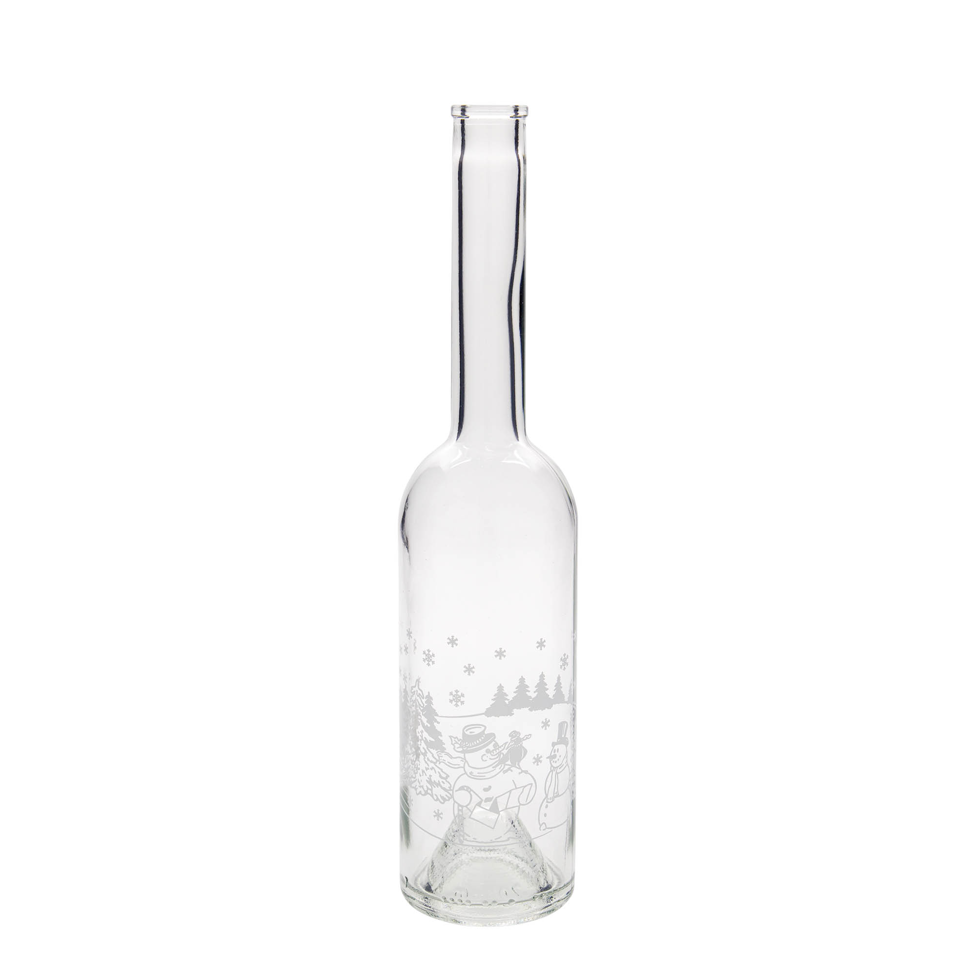 500 ml glass bottle 'Opera', motif: snowman bottle, opening: cork 500 ml glass bottle 'Opera', motif: snowman bottle, opening: cork
