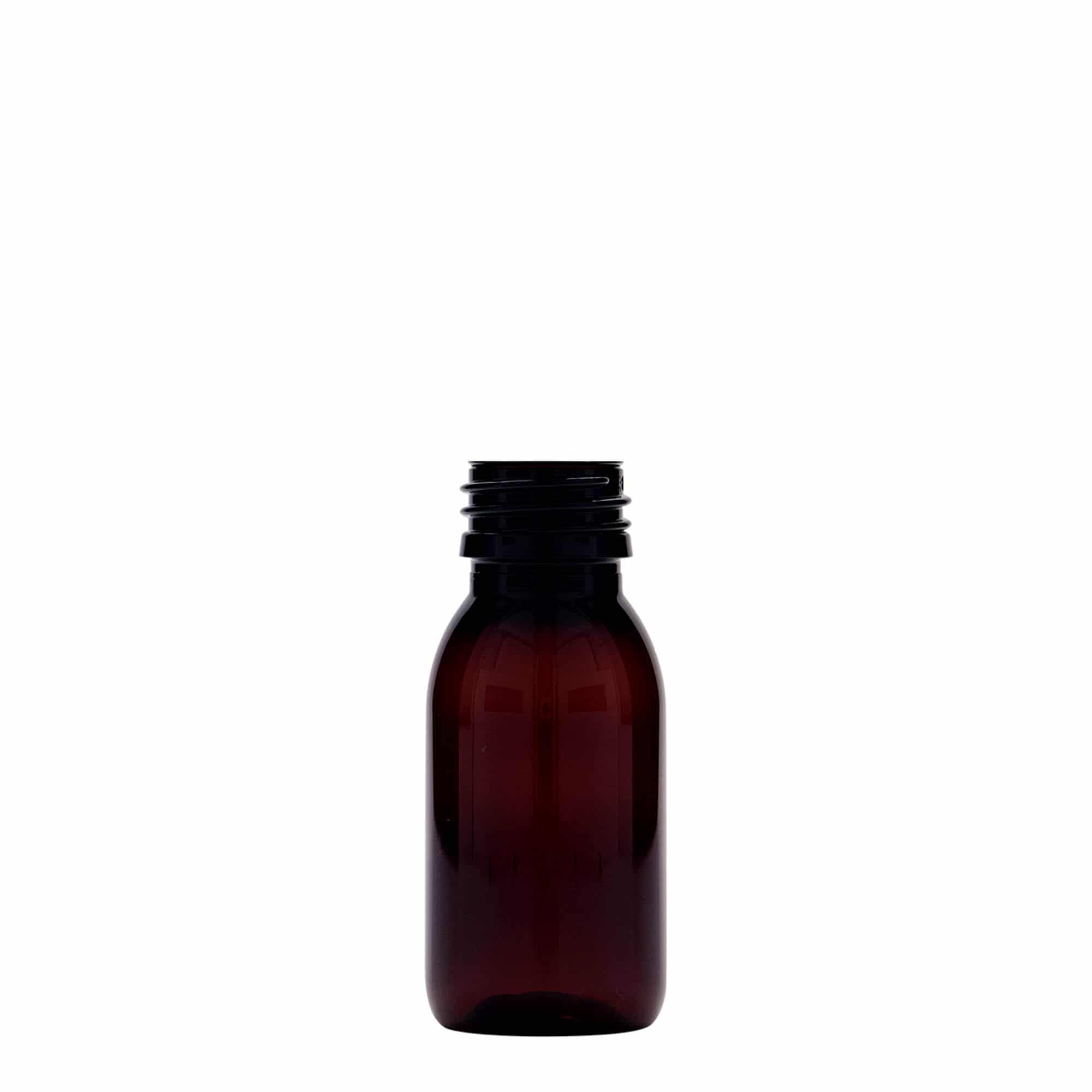 60 ml PET medical bottle, brown, plastic, opening: PP 28