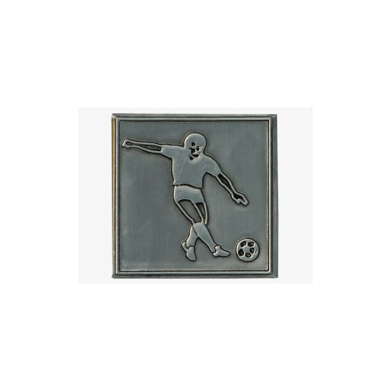 Pewter tag 'Football', square, metal, silver