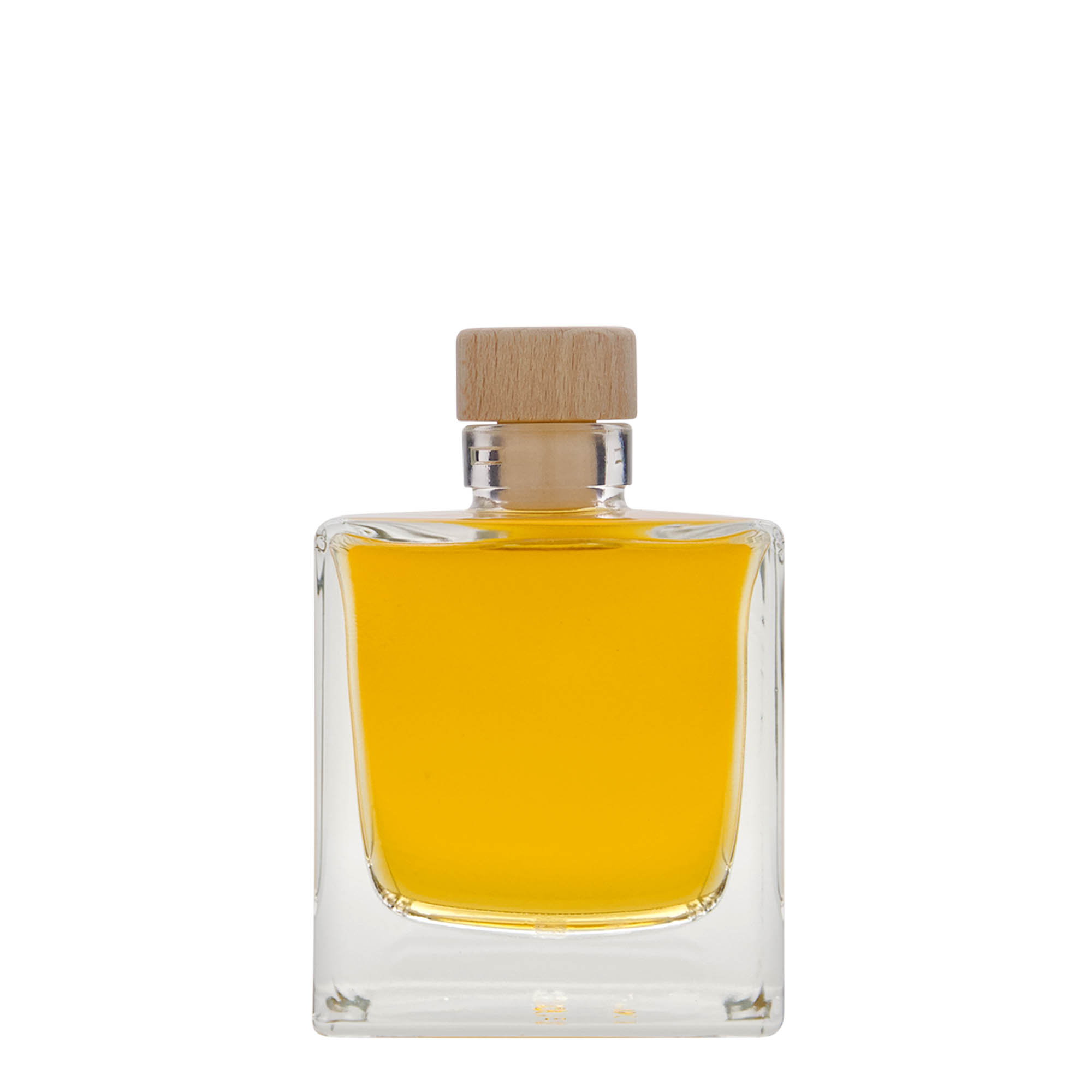 200 ml glass bottle ‘Cube’, square, opening: cork