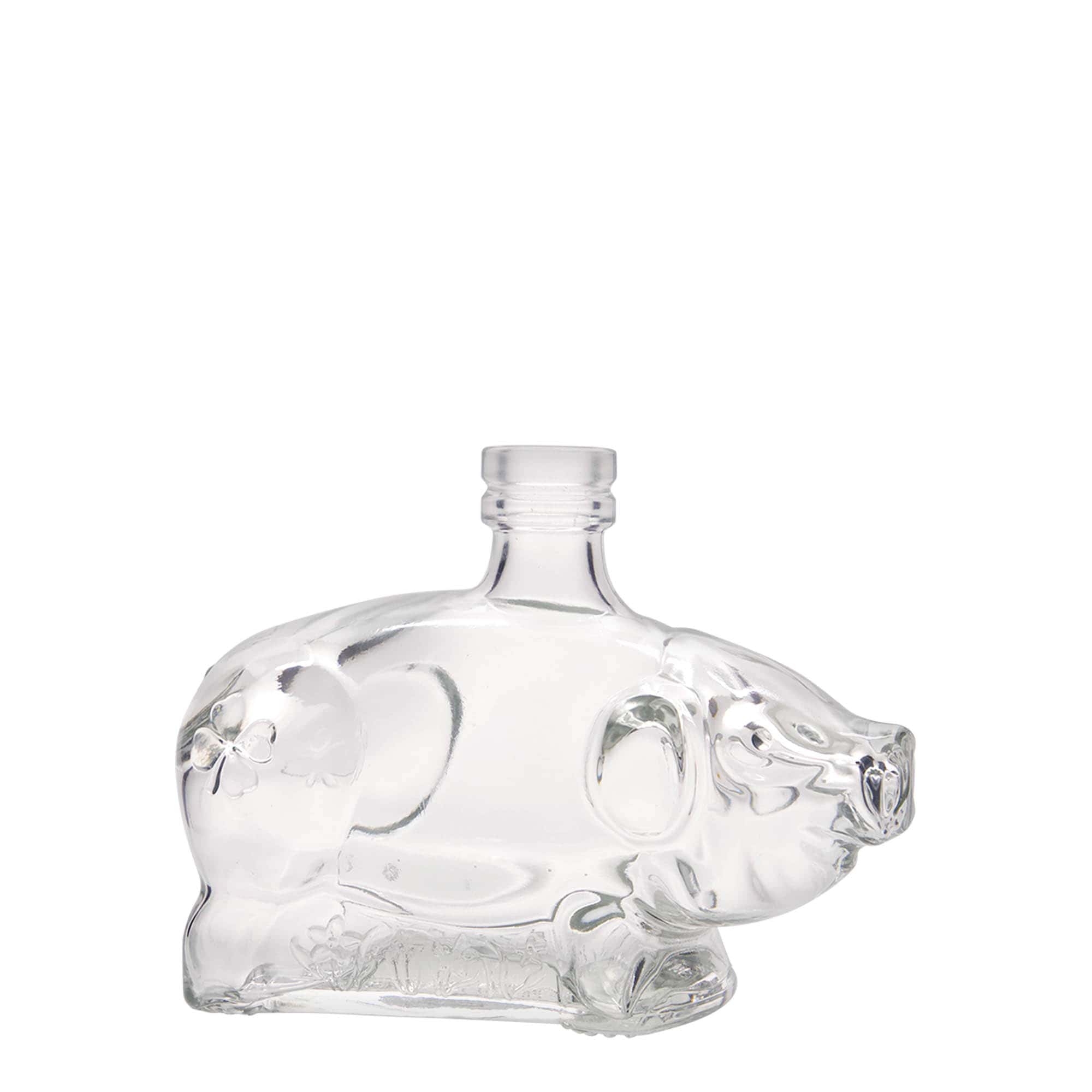 200 ml glass bottle 'Lucky Piglet', opening: cork