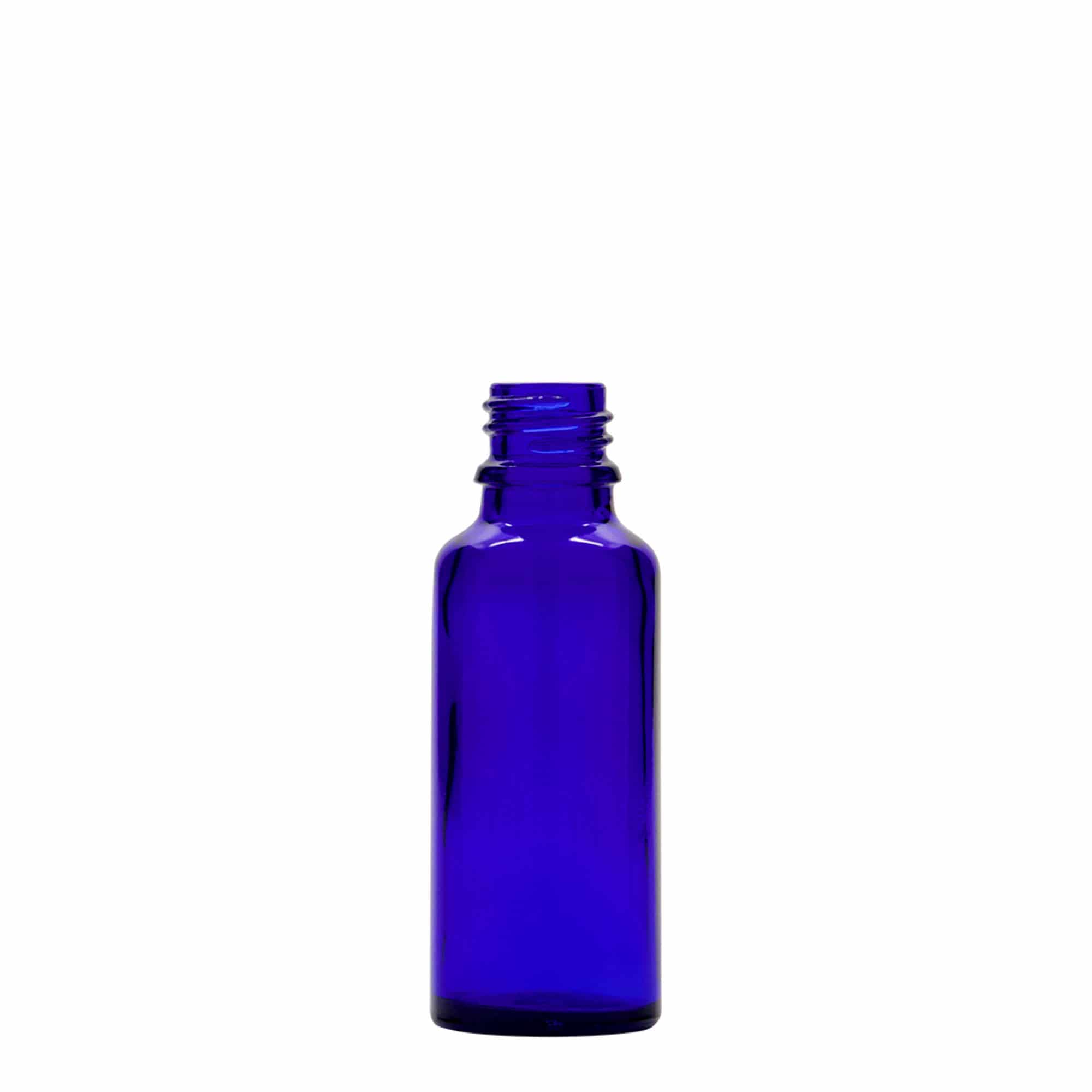 30 ml dropper bottle medical, glass, royal blue-red, opening: DIN 18