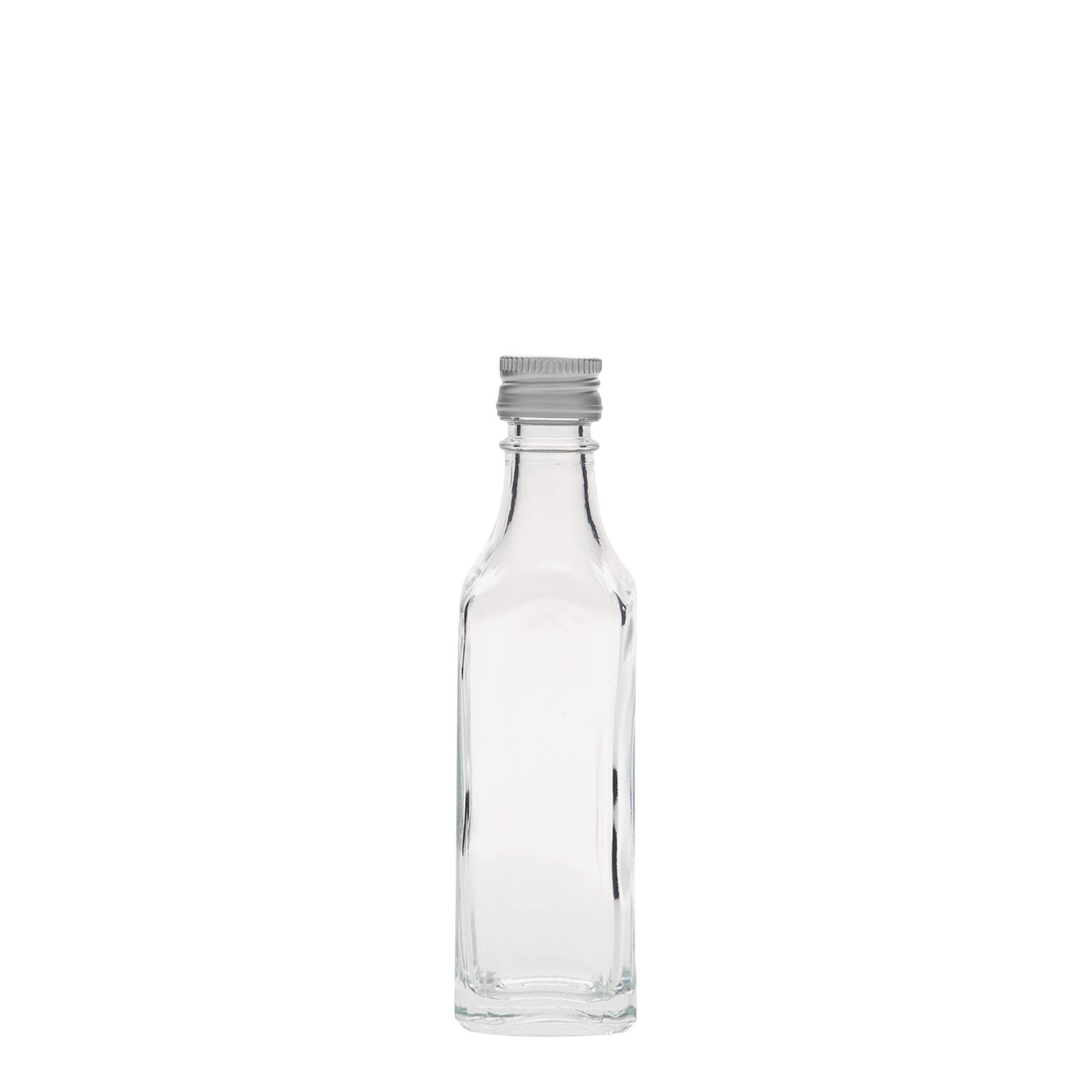50 ml glass bottle 'Siena', square, neck: PP 18 50 ml glass bottle 'Siena', square, neck: PP 18