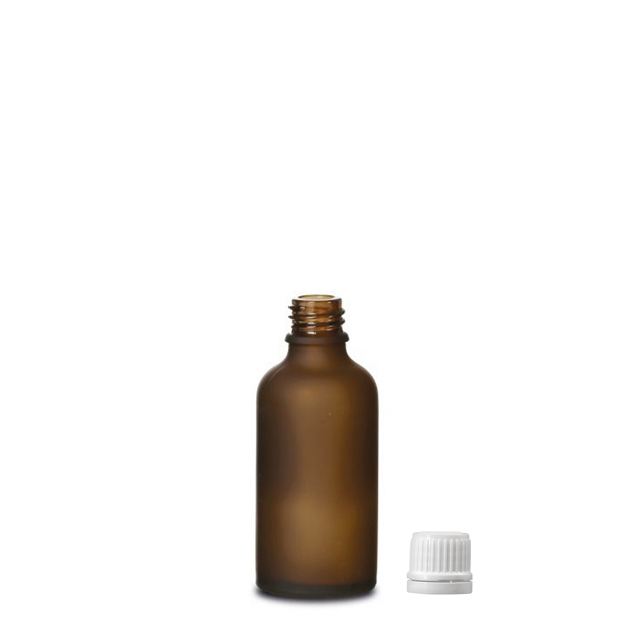 50 ml medical bottle, glass, brown frosted, opening: DIN 18