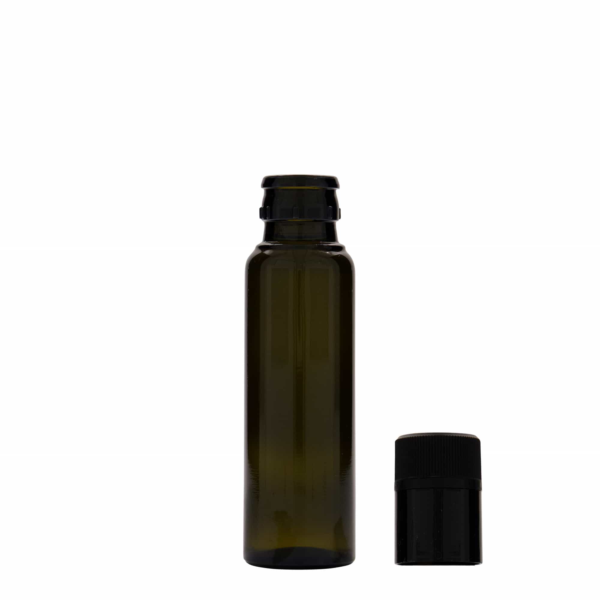 100 ml vinegar/oil bottle ‘Willy New’, glass, antique green, opening: DOP